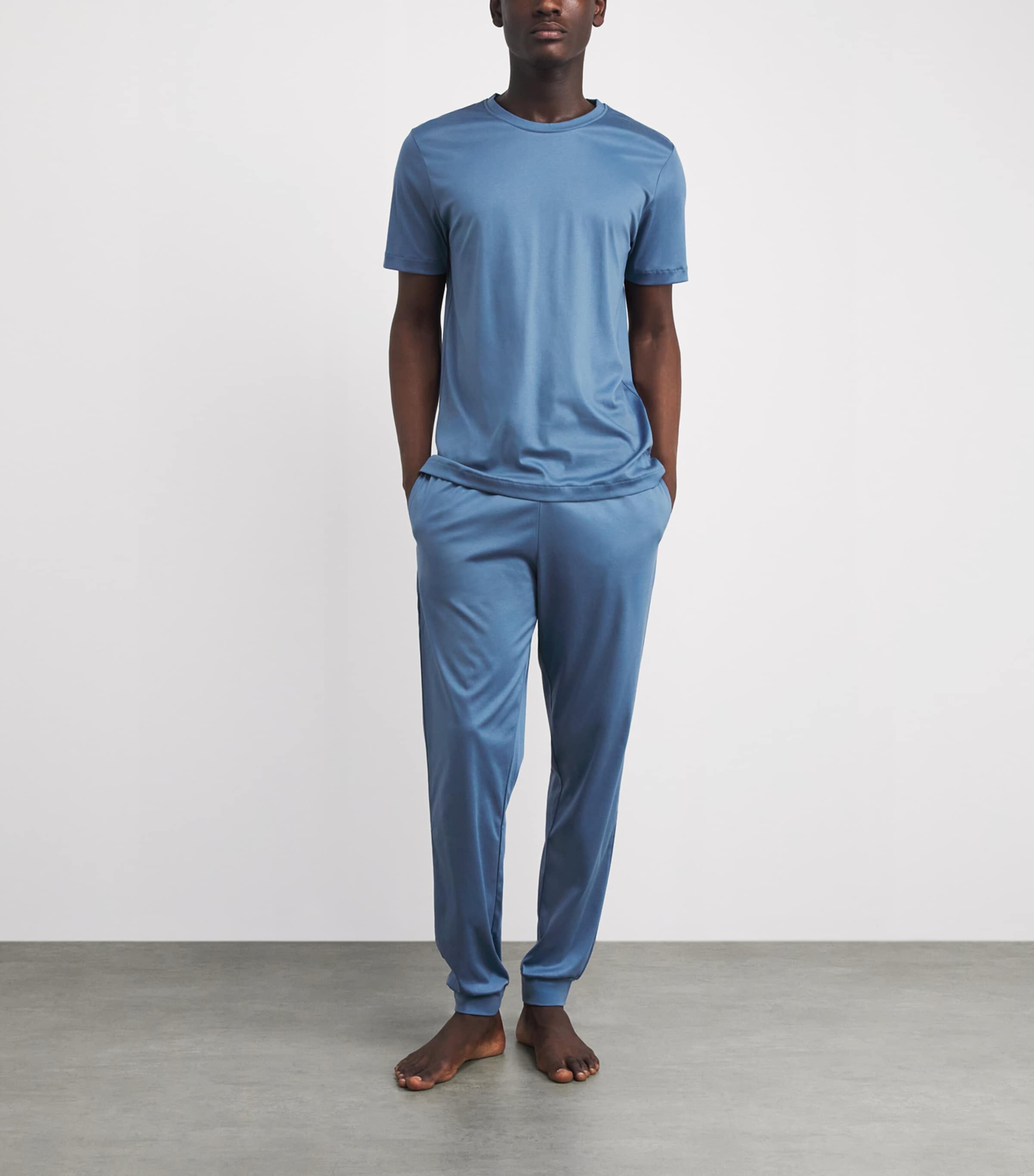 Zimmerli Mens 286 Sea Island Lounge Trousers Blue Horizon Image 2