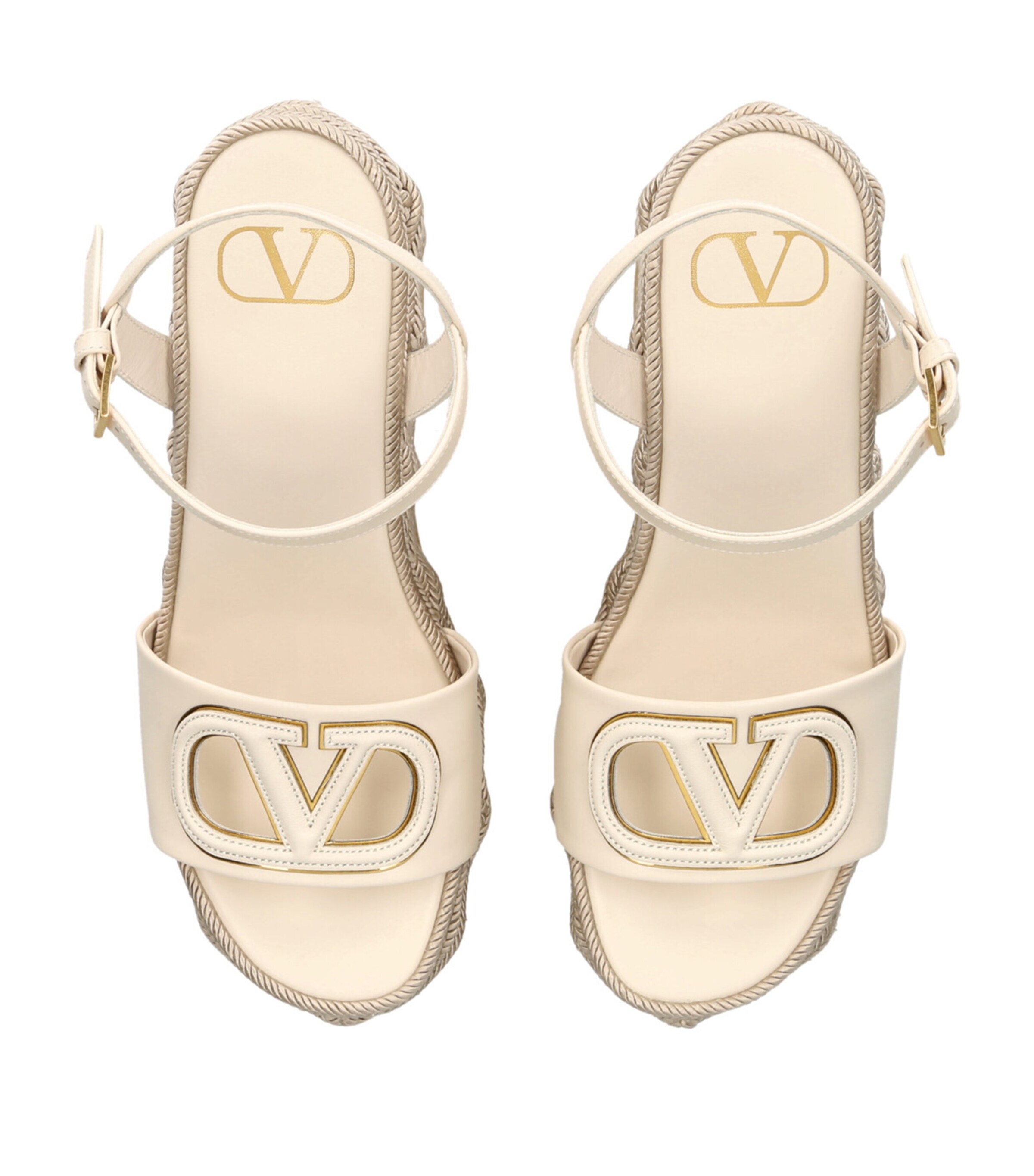 Leather VLogo Espadrille Wedge Sandals 110 WHITE/OTH Image 3