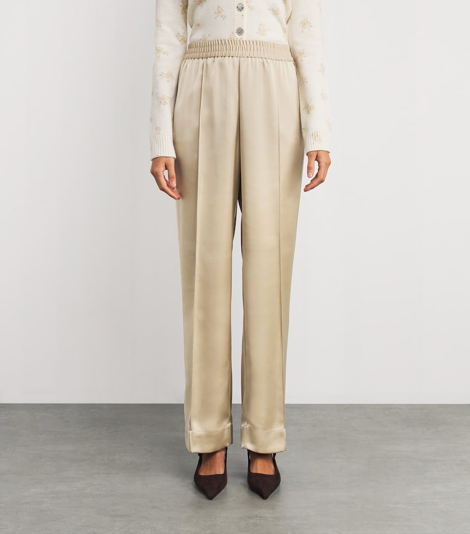 Satin Straight Trousers BEIGE Image 3
