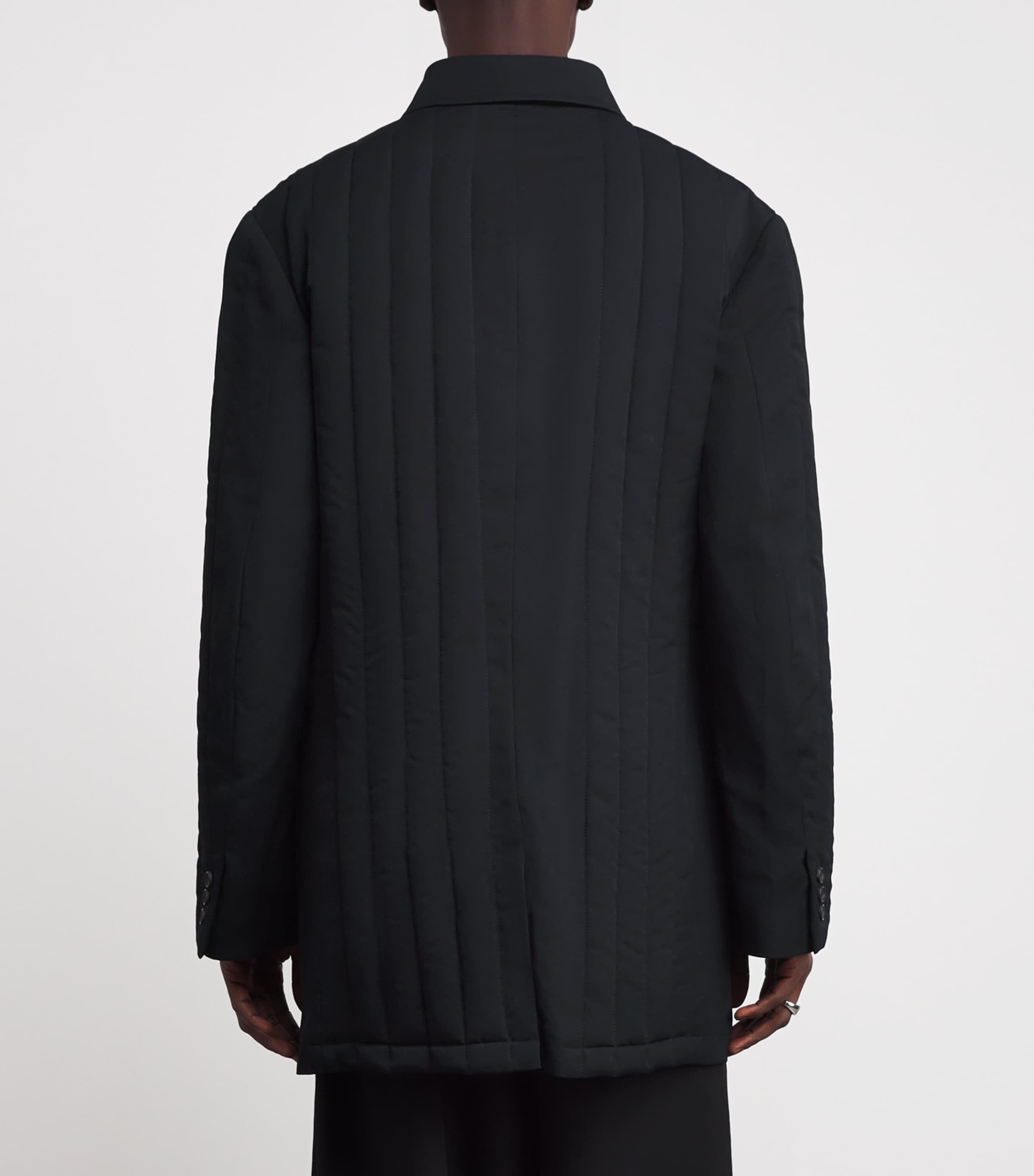 Yohji Yamamoto Mens Tuxedo Tab Padded Jacket Black Image 4