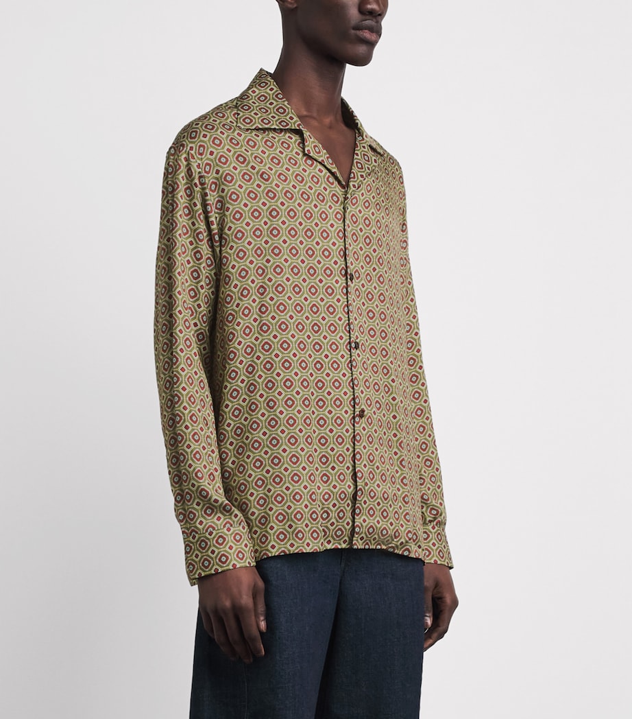 Drôle De Monsieur Mens Chemise Geometric Print Shirt Kaki Image 4