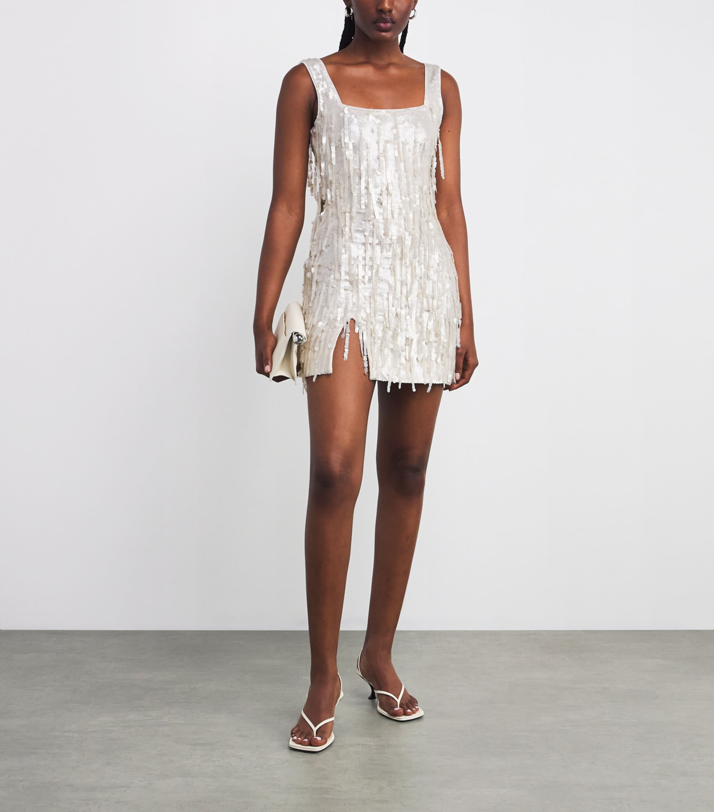 STAUD Womens Sequin Le Sable Mini Dress Pearl Image 2