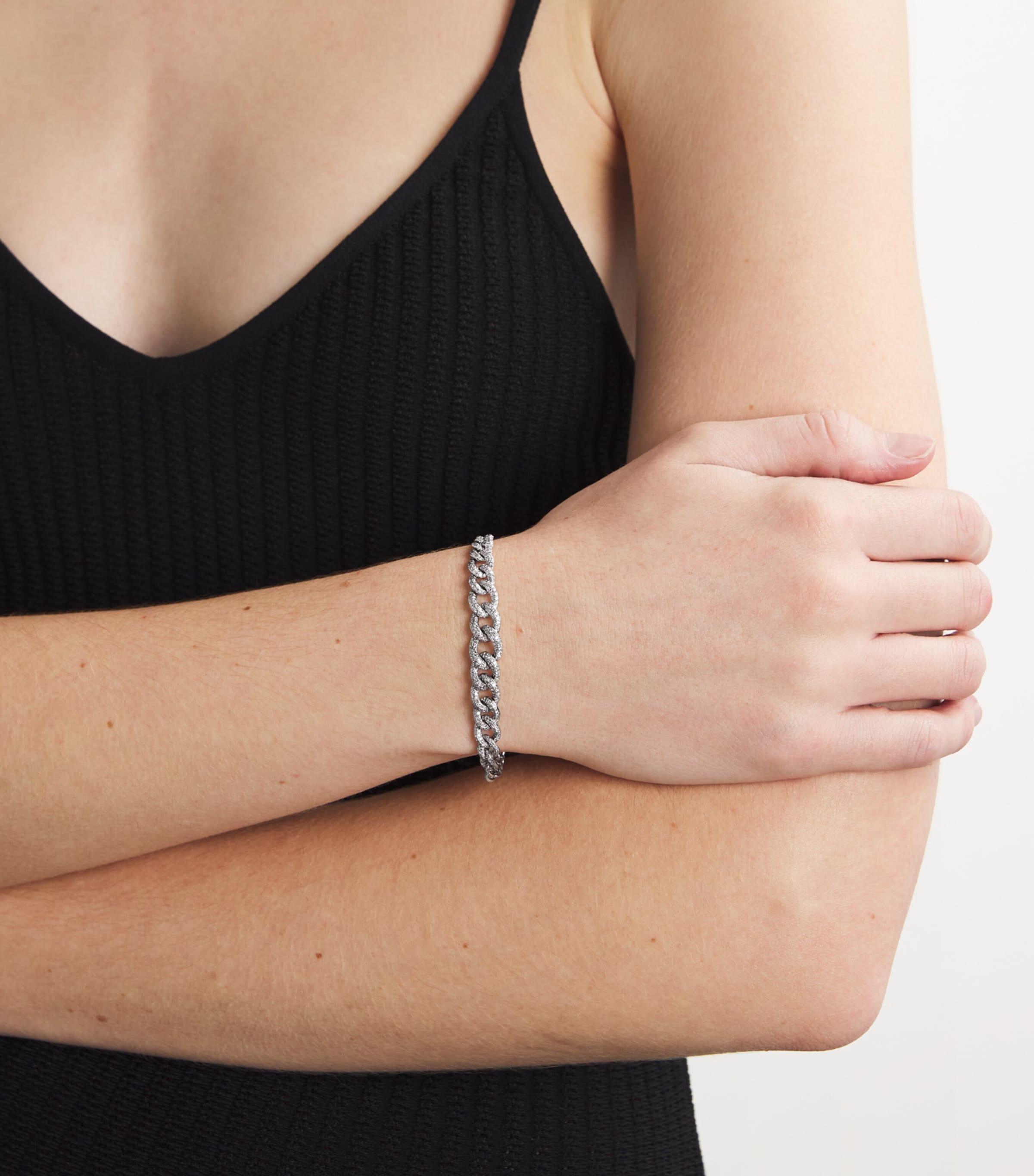 White Gold and Diamond Gradual Pavé Link Bracelet WHITE GOLD Image 2