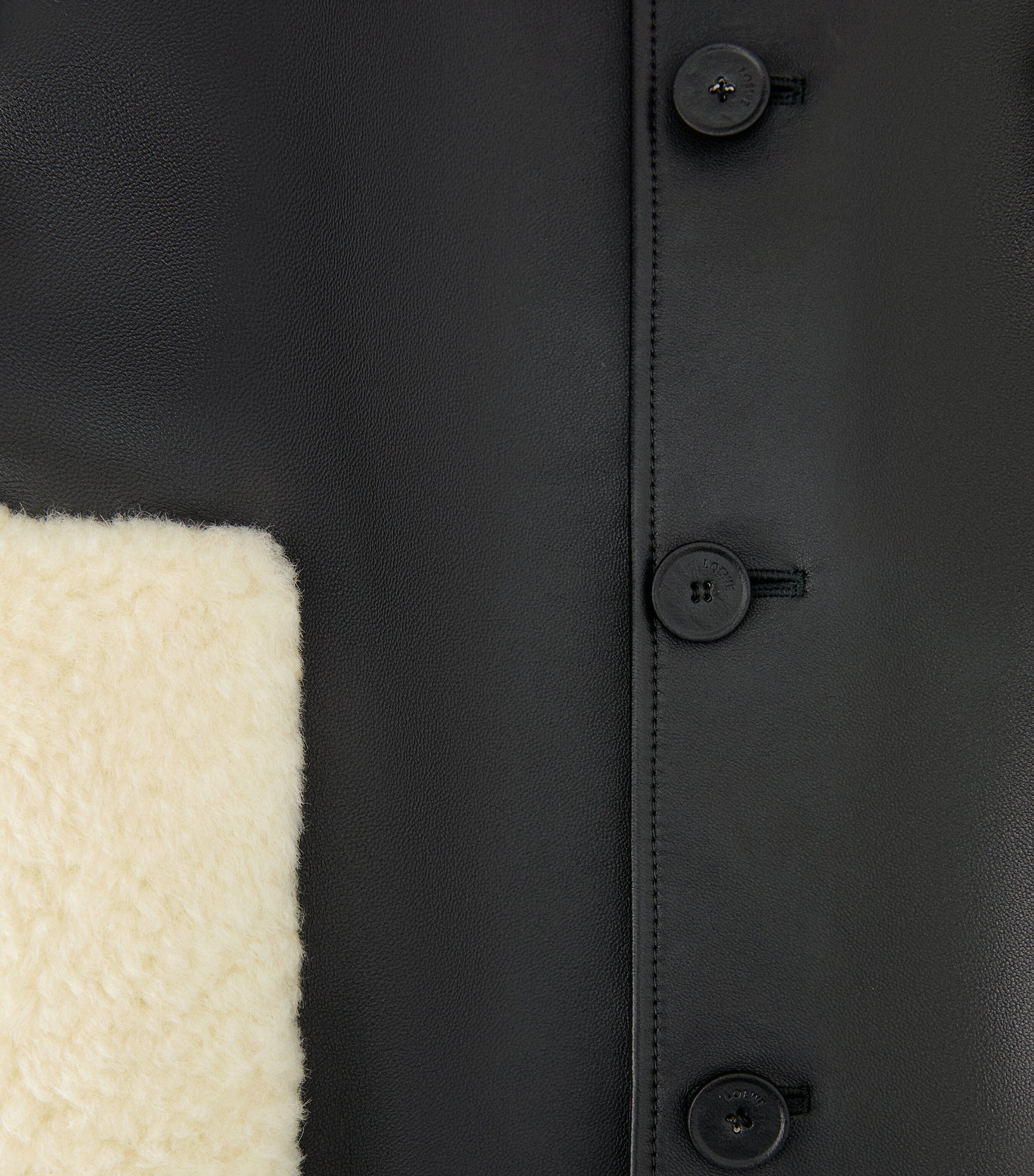 LOEWE Womens Nappa Lambskin Shearling-Trim Jacket Black Image 6