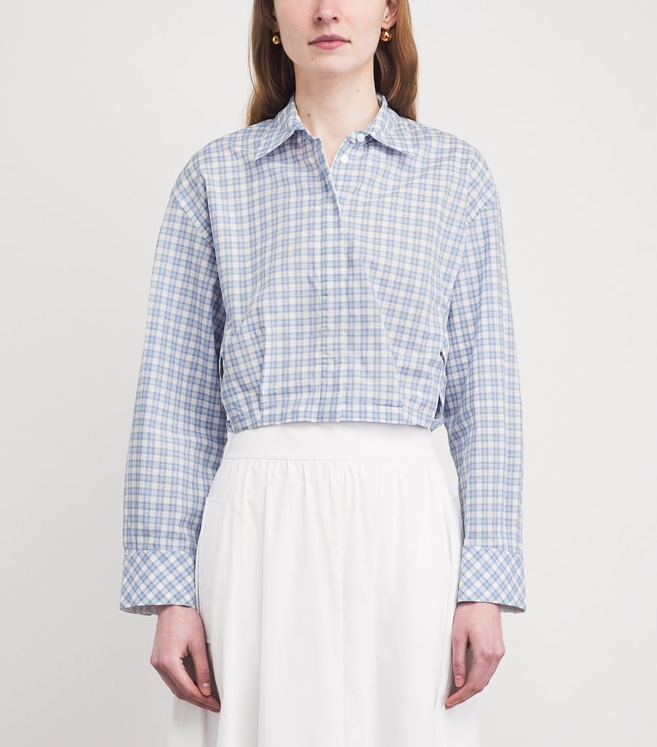 Sandro Paris Womens Cotton Check Shirt Blu / White Image 4