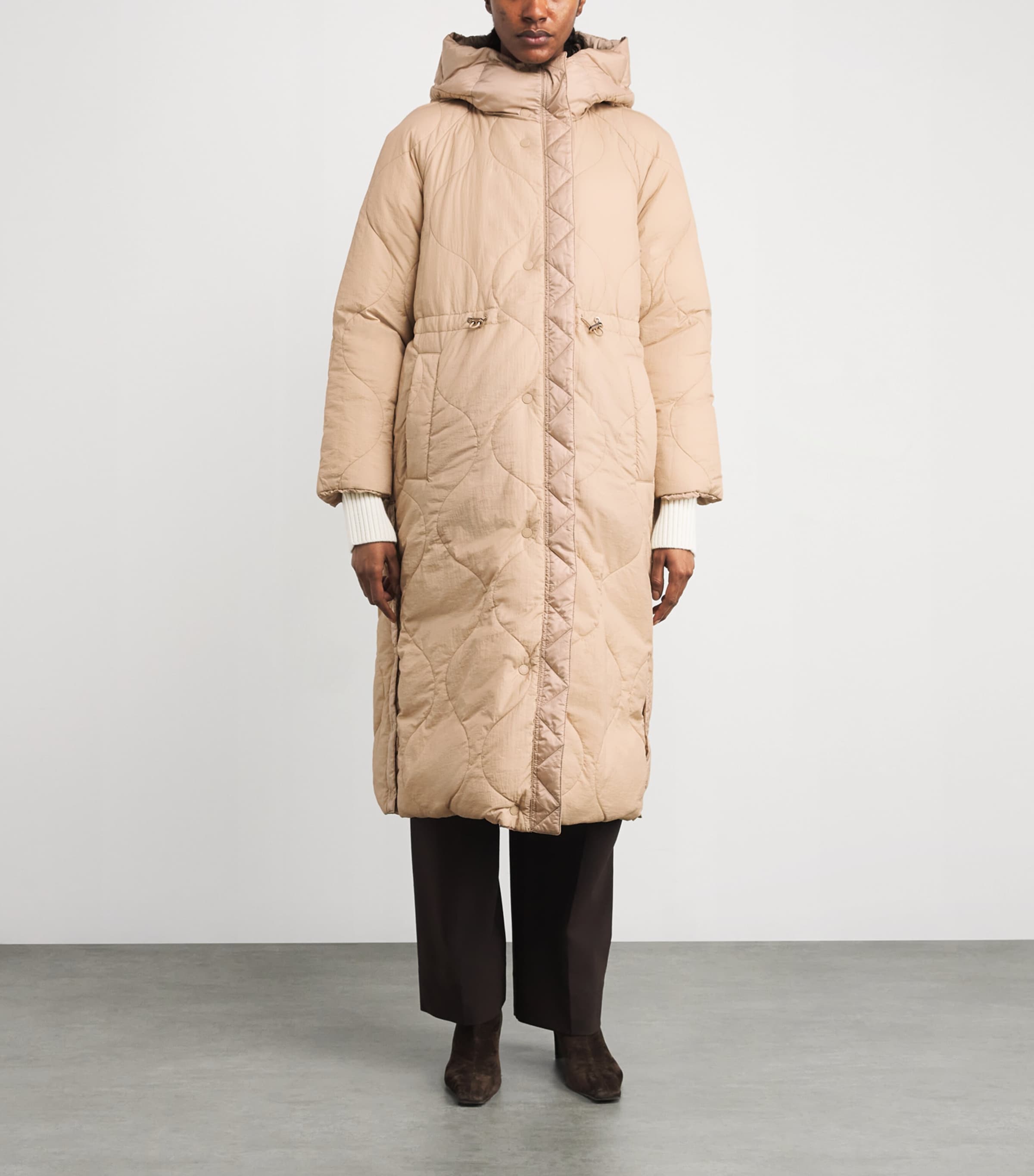 Down Water-Repellent Reversible Coat BEIGE Image 6