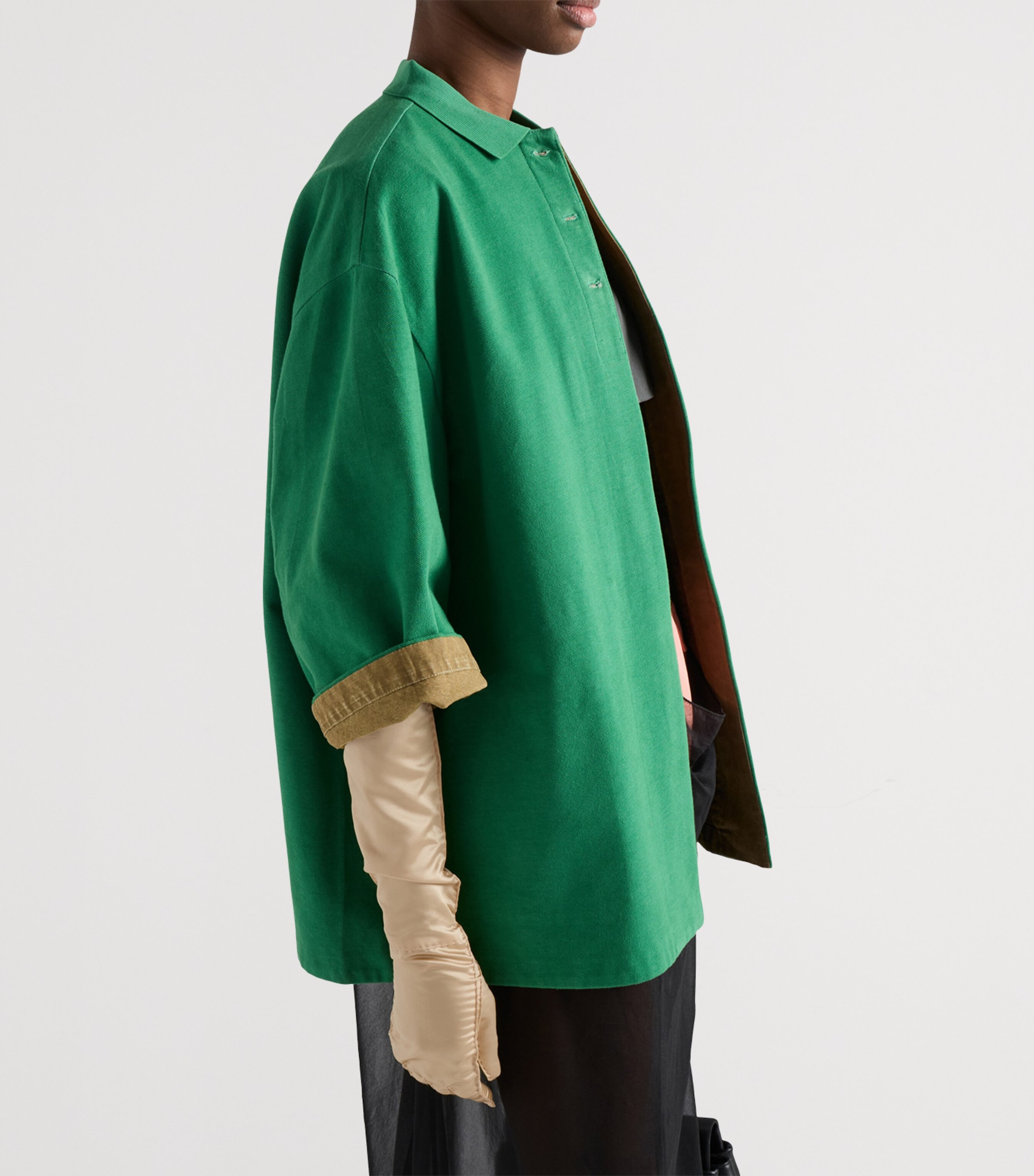 Prada Womens Old Piqué Blouson Jacket Green Image 4