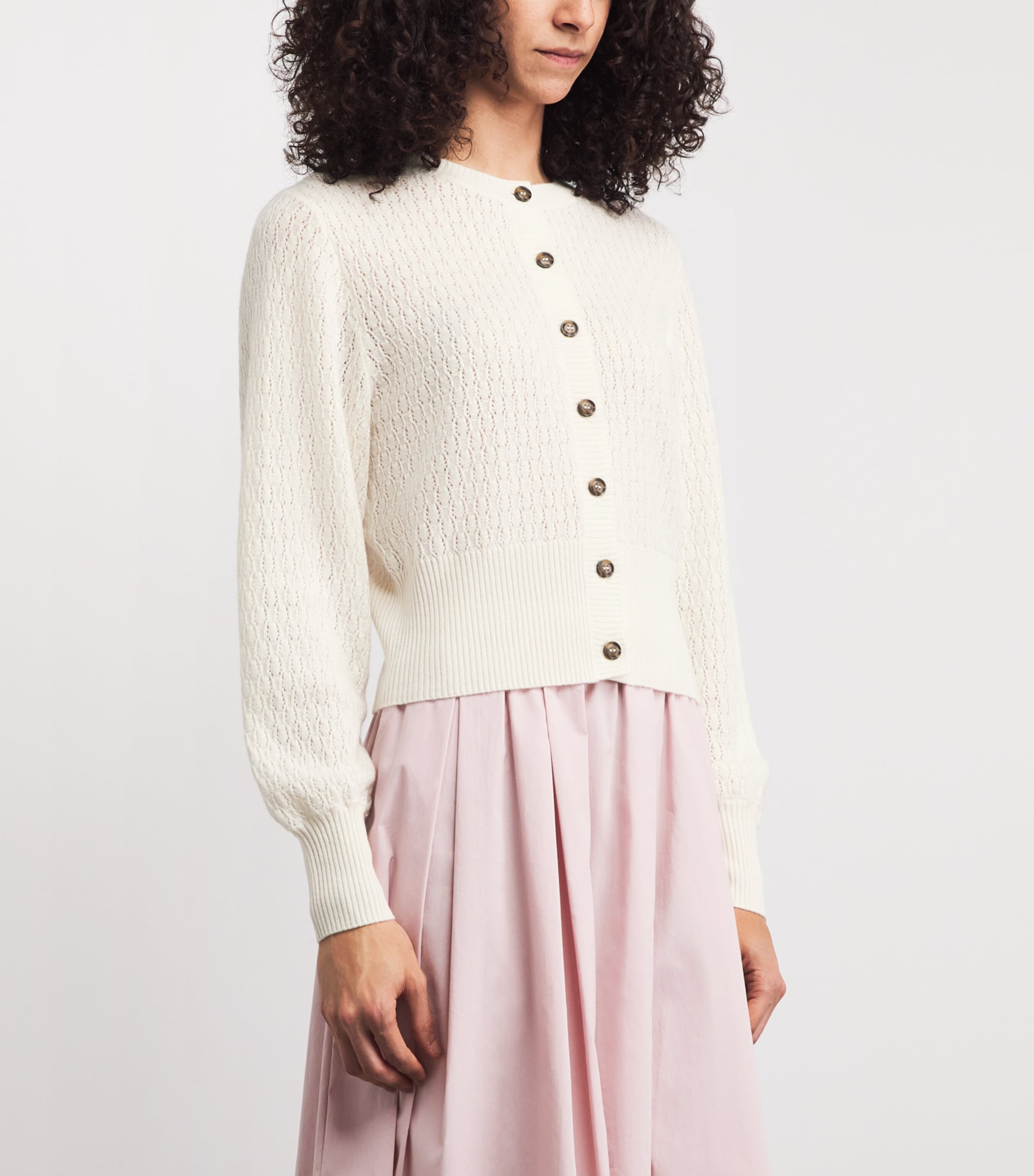 Le Kasha Womens Organic Cotton Gaya Cardigan White Image 4