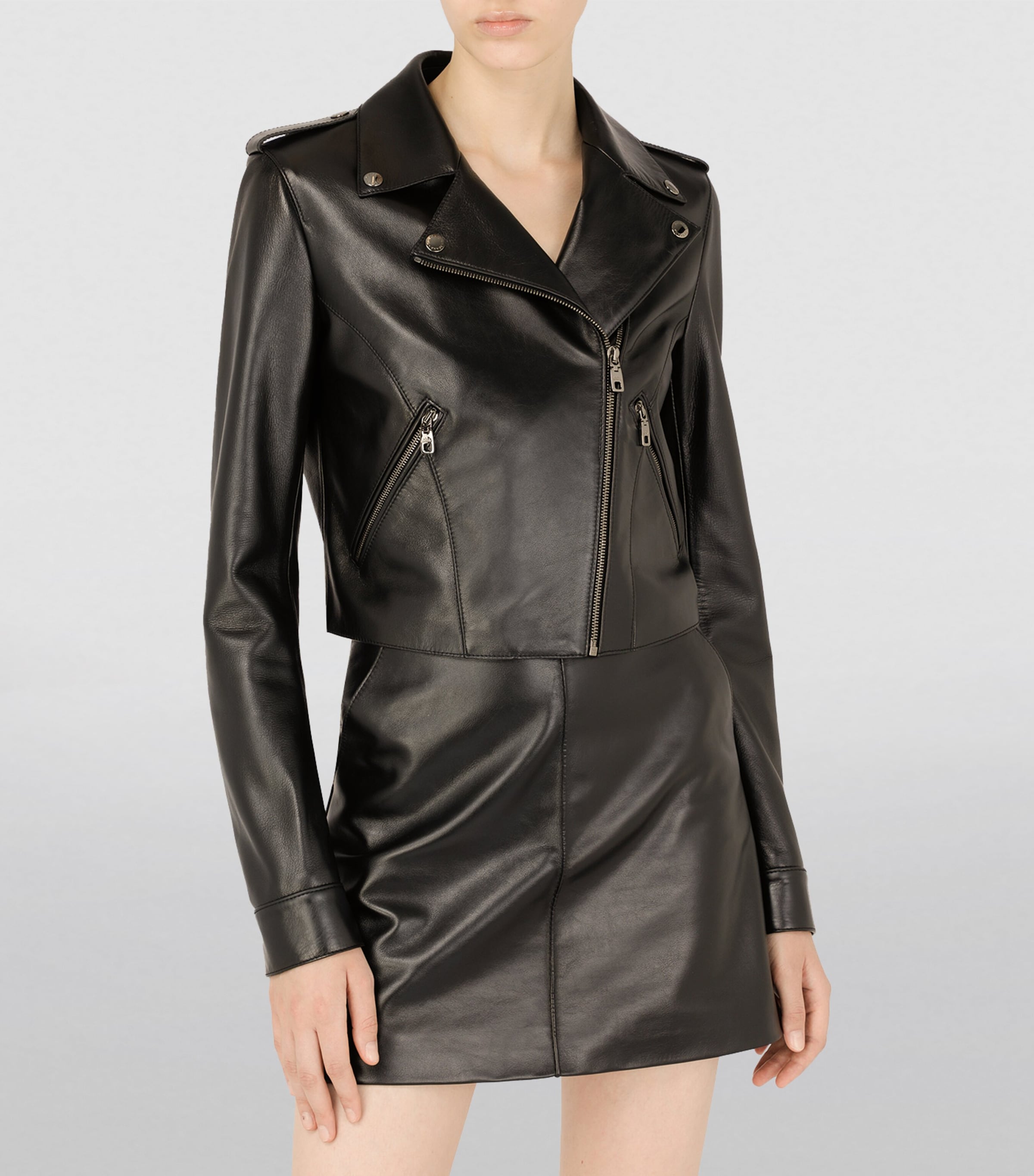 Leather Biker Jacket N0000-BLACK Image 6
