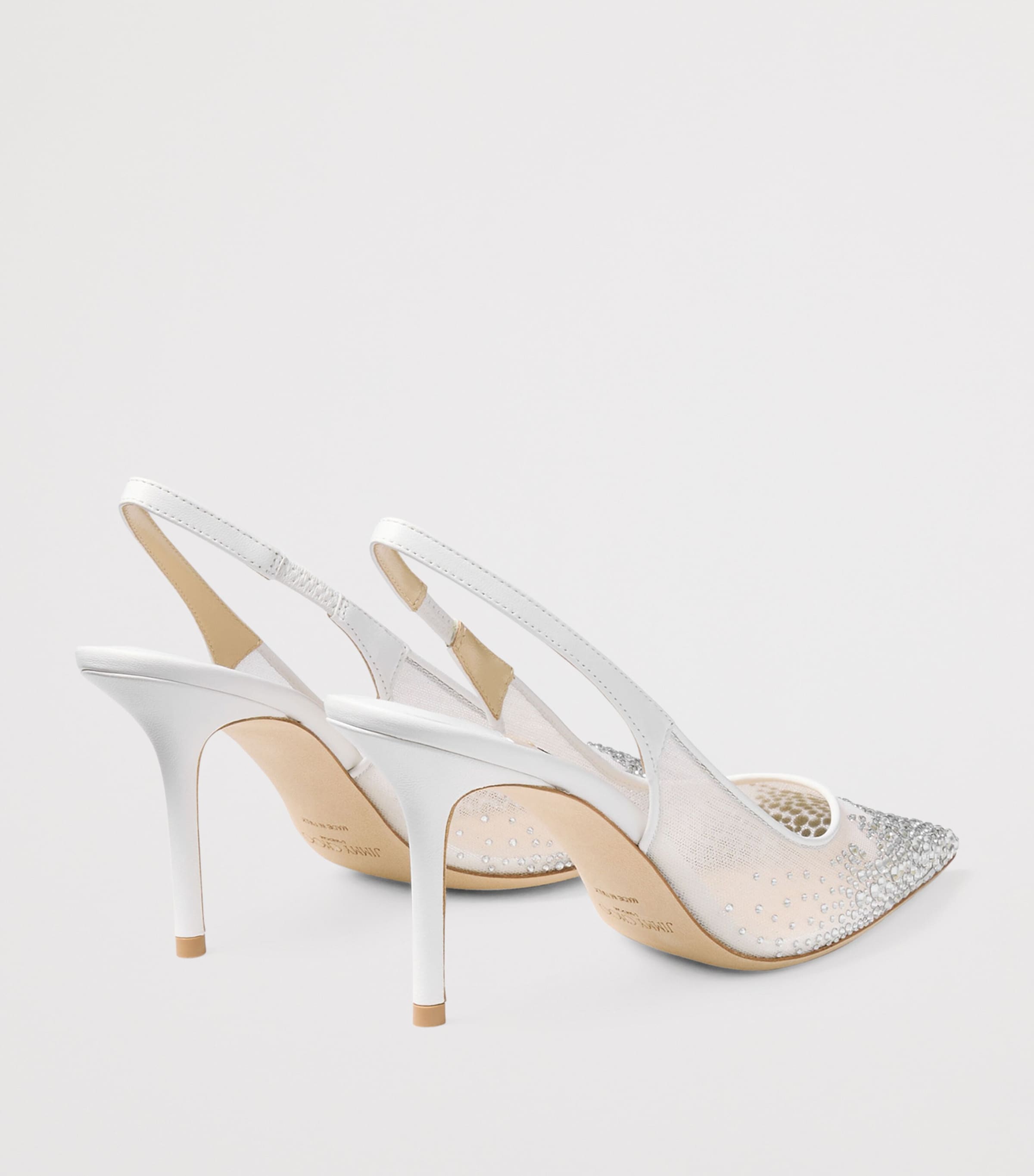 Jimmy Choo Love 85 Embellished Slingback Pumps White/crystal Image 5