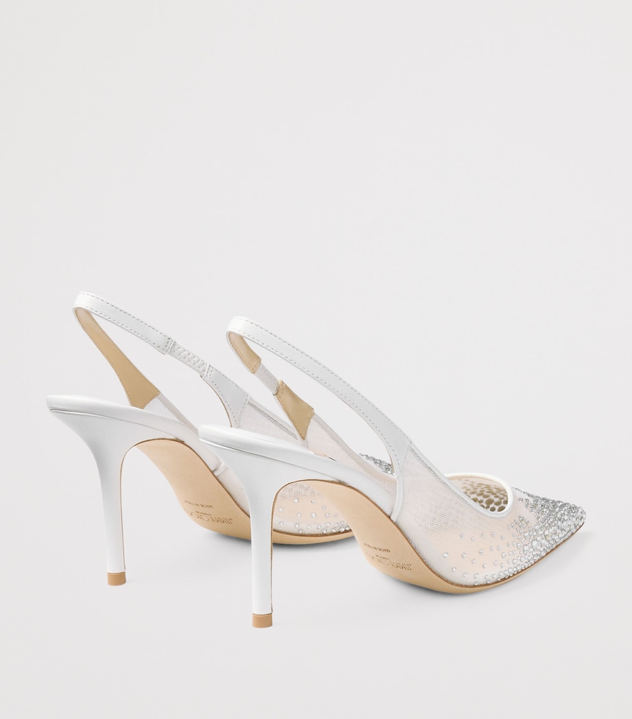 Jimmy Choo Love 85 Embellished Slingback Pumps White/crystal Image 5