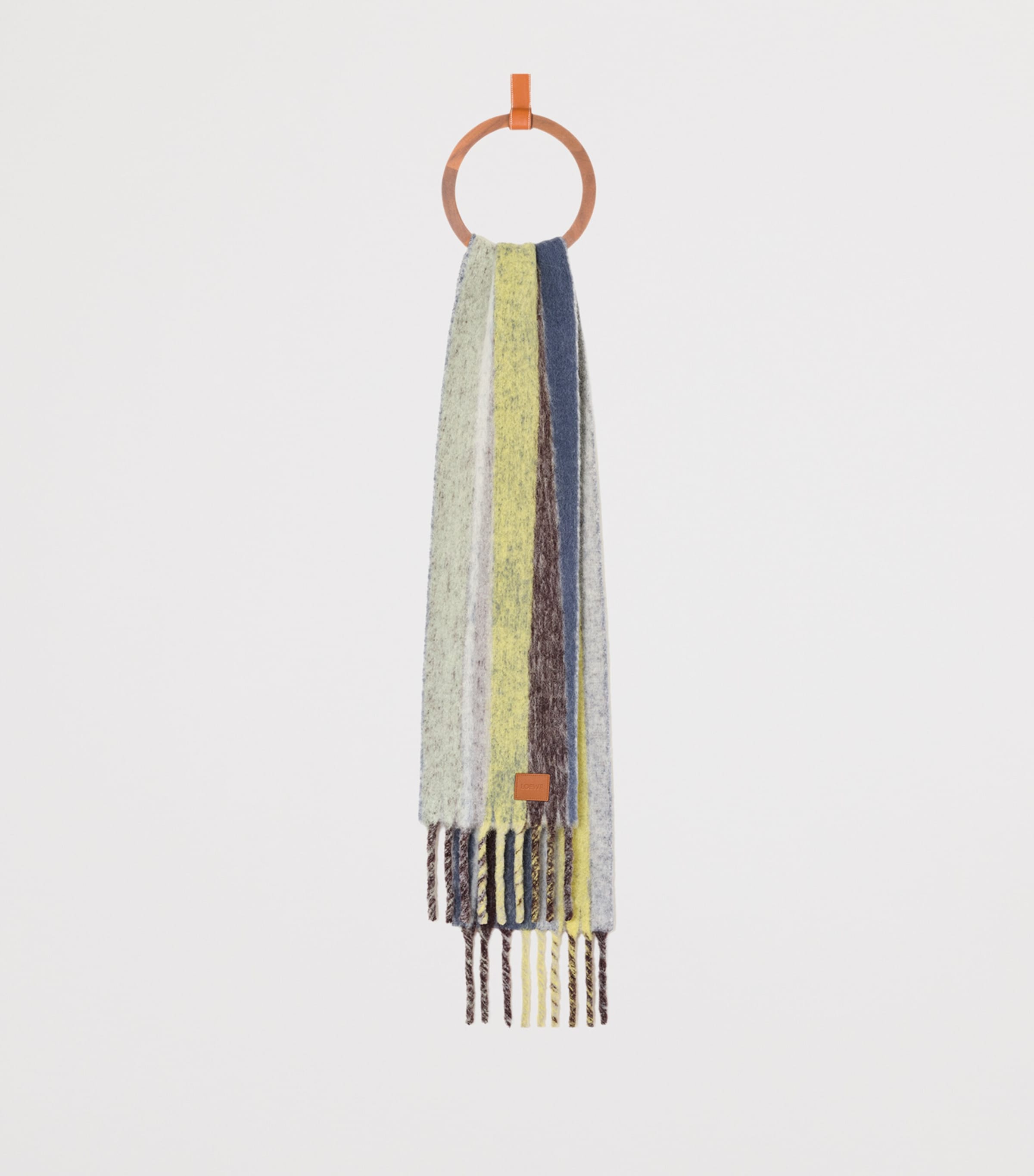 Alpaca-Wool-Blend Jacquard Stripe Scarf YELLOW NAVY Image 2