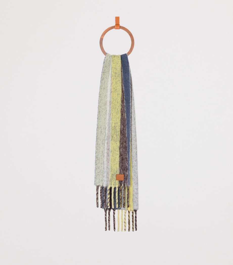 Alpaca-Wool-Blend Jacquard Stripe Scarf YELLOW NAVY Image 2