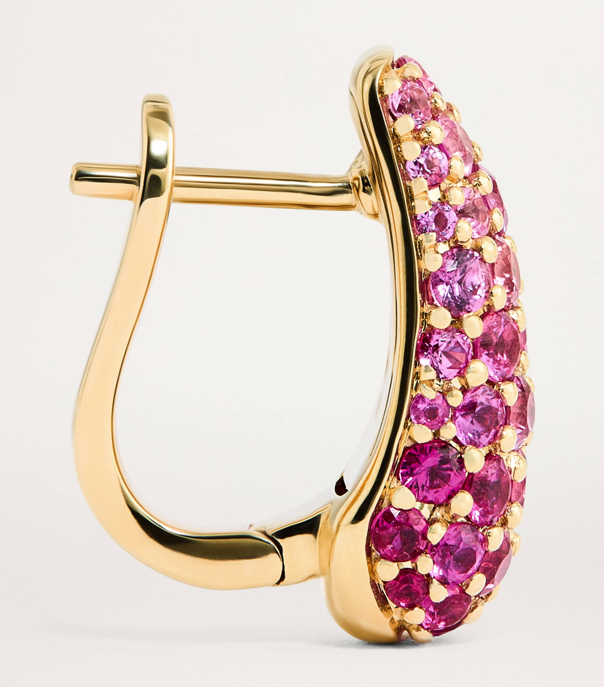 Yellow Gold and Pink Sapphire Holly Huggie Earrings YELLOW GOLD Image 4