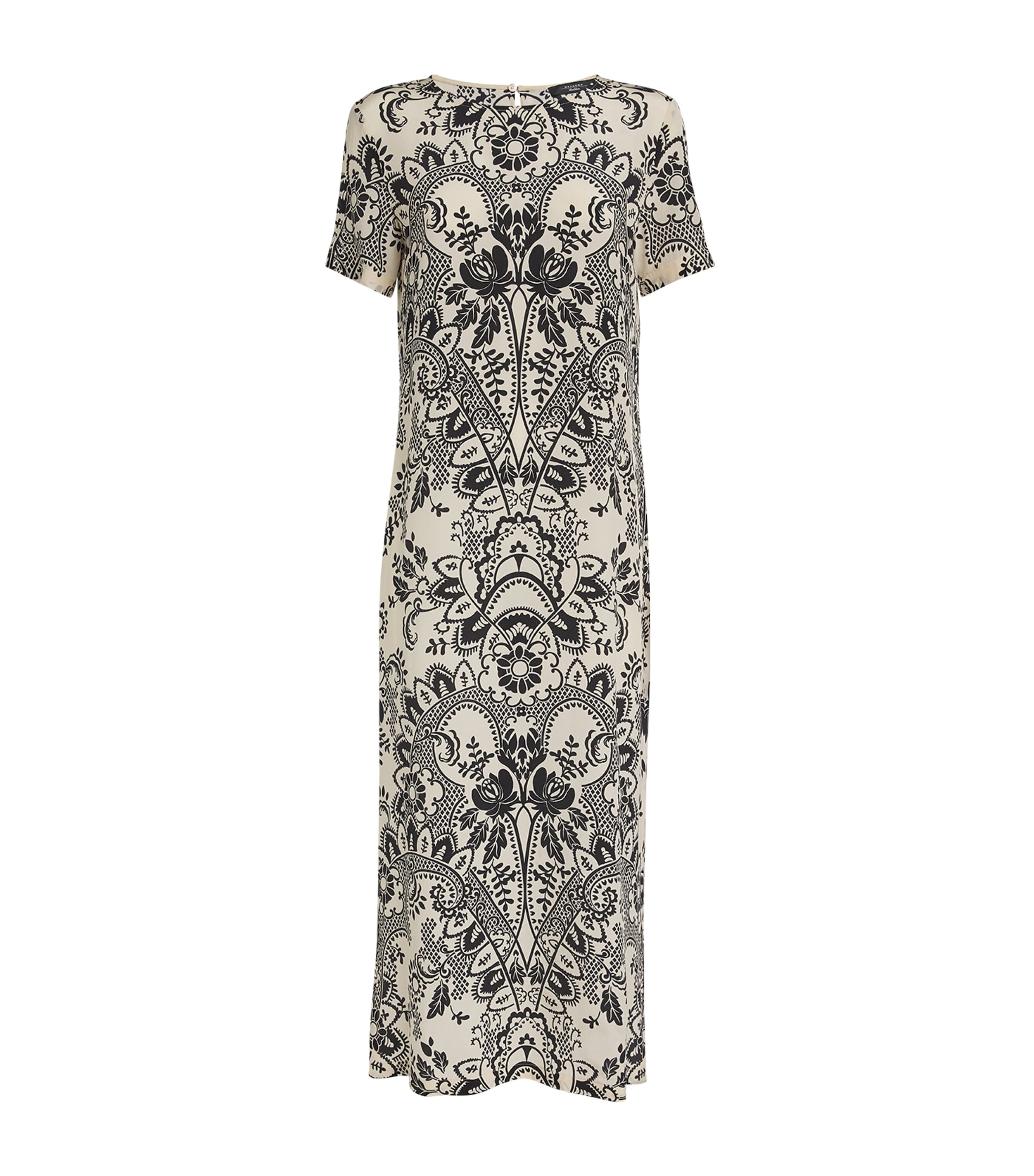 Silk Crepe de Chine Printed Midi Dress IVORY Image 1
