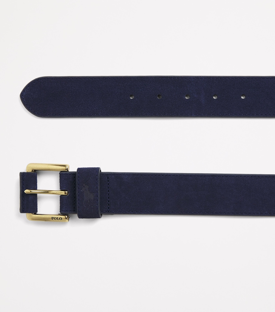 Suede Debossed Polo Pony Belt NAVY Image 5