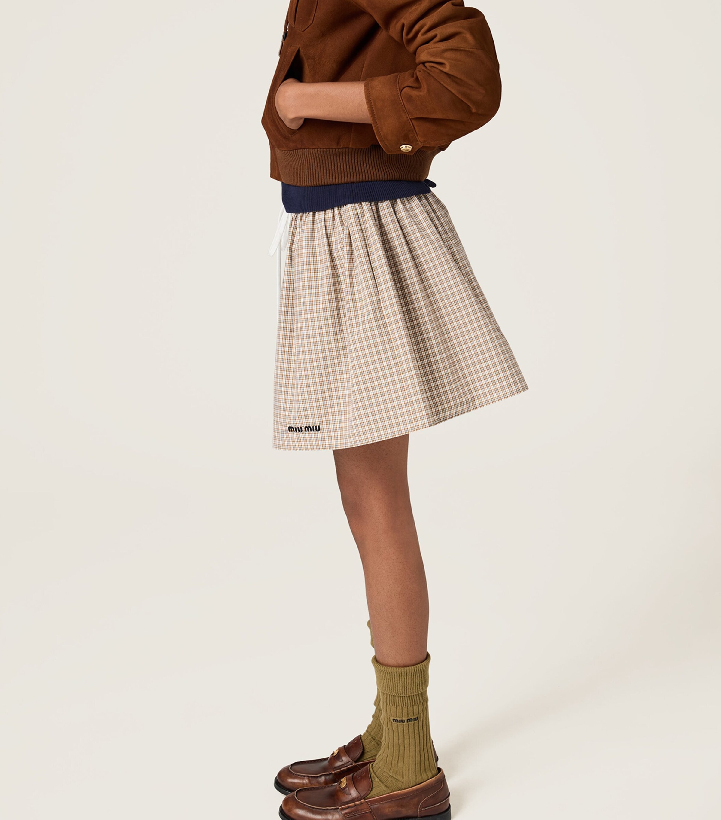 Cotton Poplin Check Mini Skirt F0594 Image 4