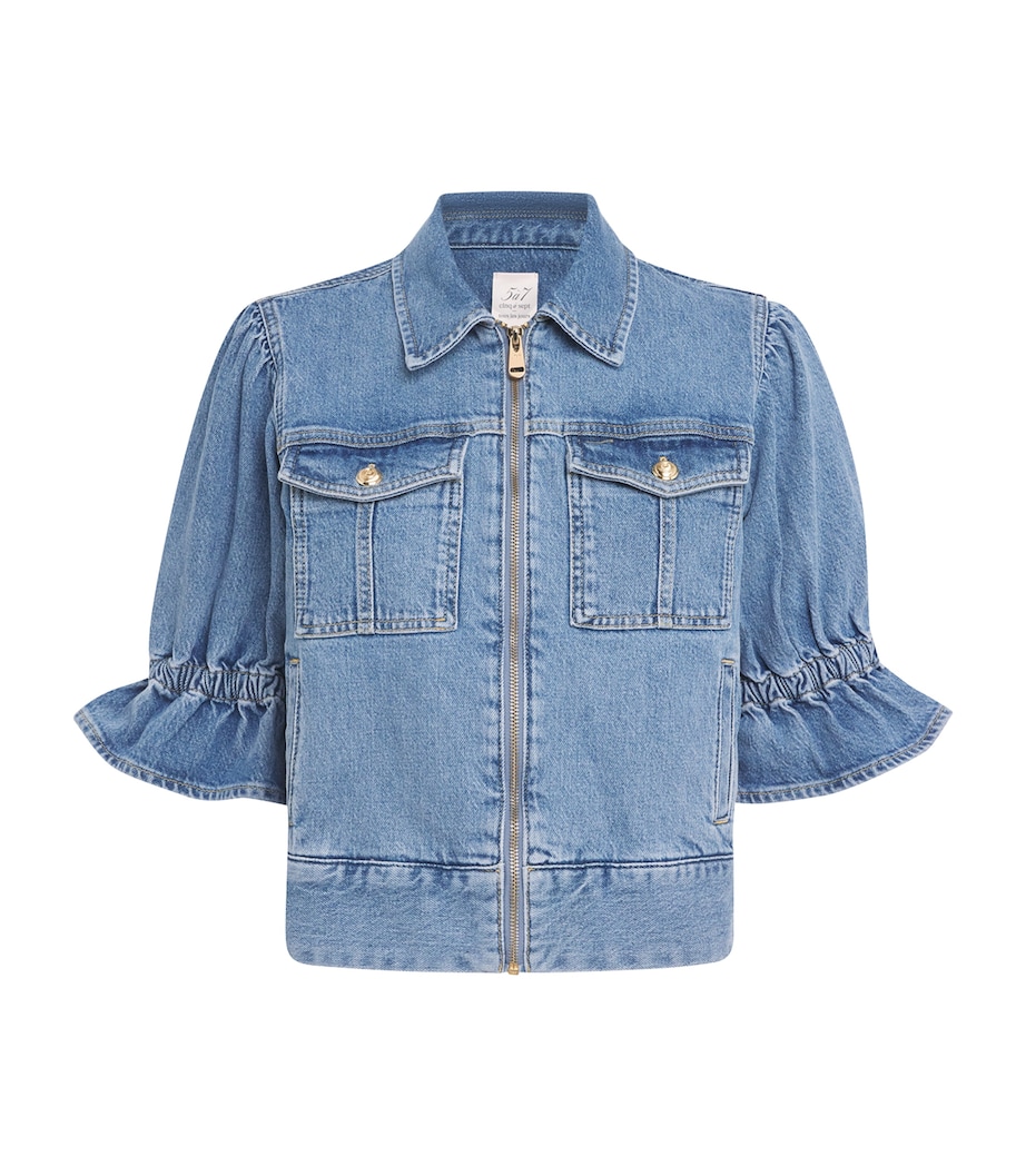 Cinq A Sept Womens Zip-Up Holly Denim Jacket Blue Mirage Image 1