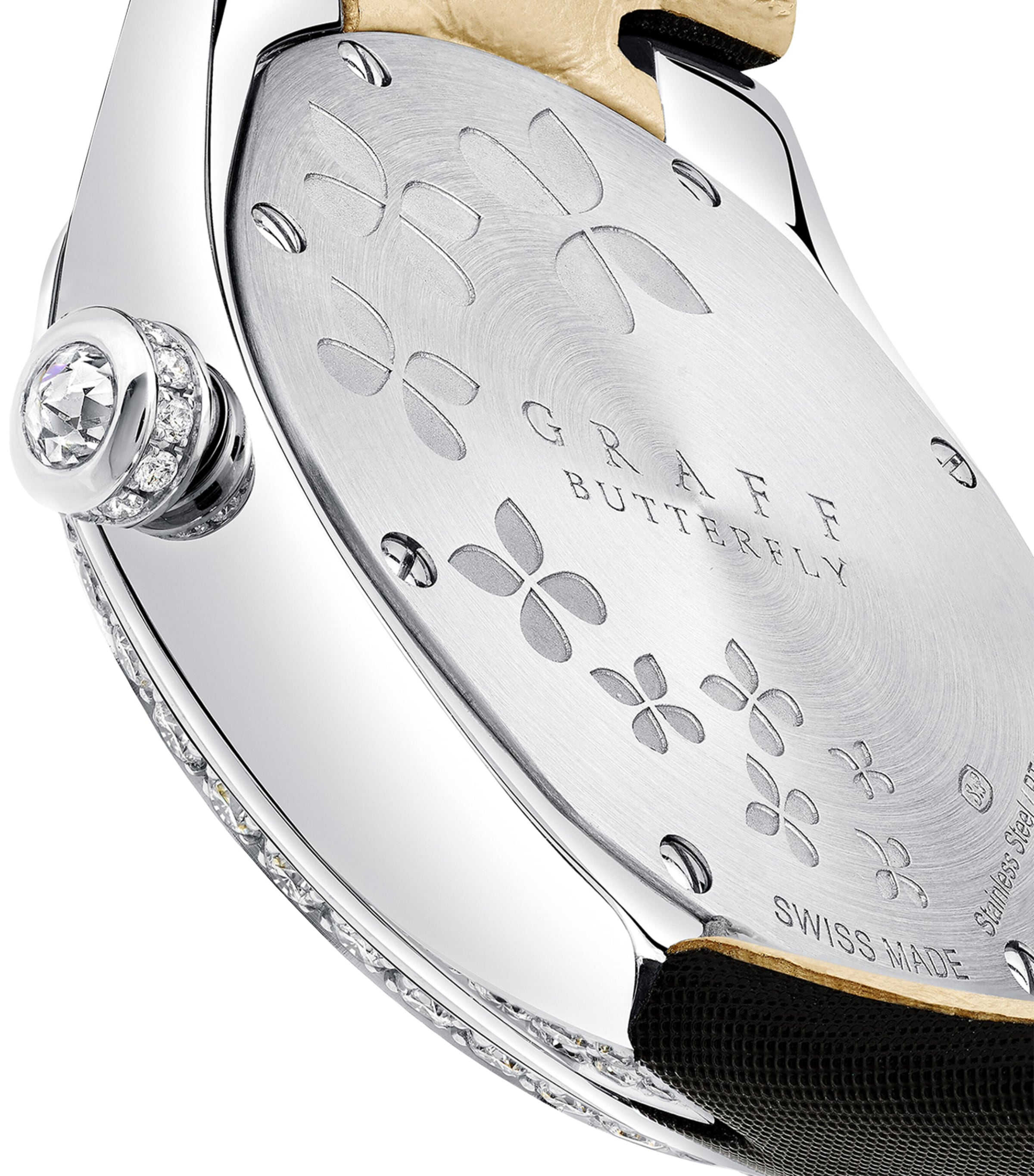 Platinum and Diamond Classic Butterfly Watch 28mm STAINLESS STEEL Image 2