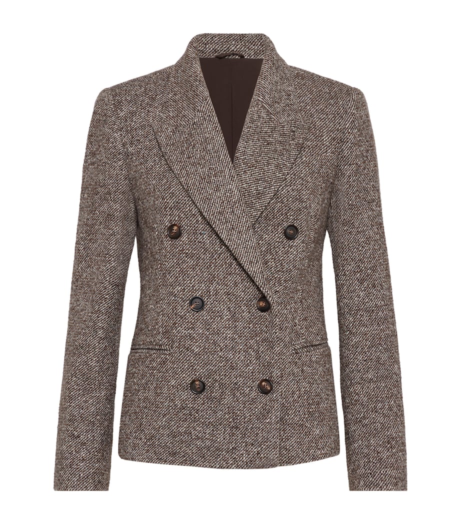 Virgin Wool-Silk Mélange Cropped Blazer C6321 Image 1