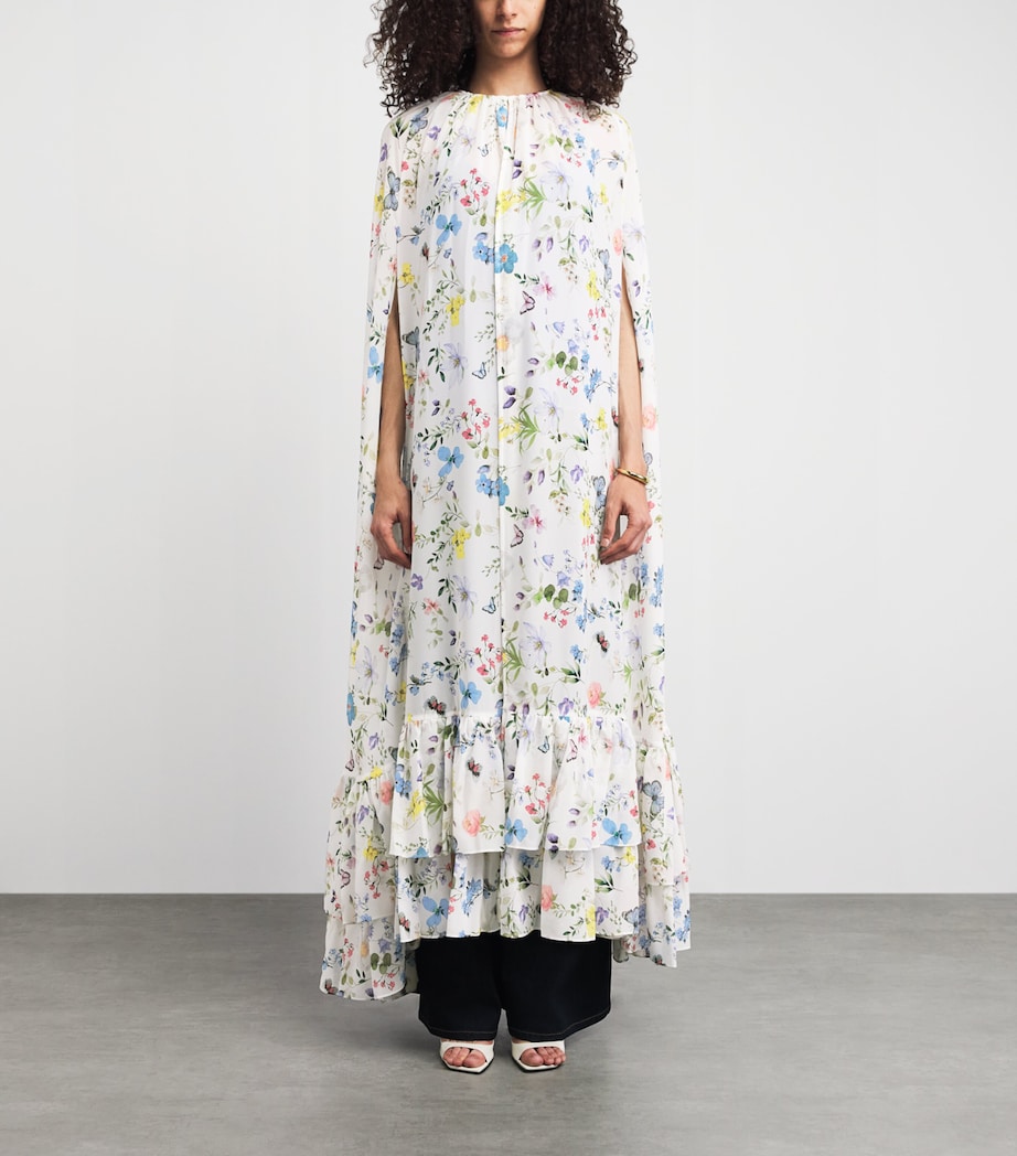 Alice+Olivia Womens Georgette Roya Maxi Cape Twstng Vines Off Wht Image 4