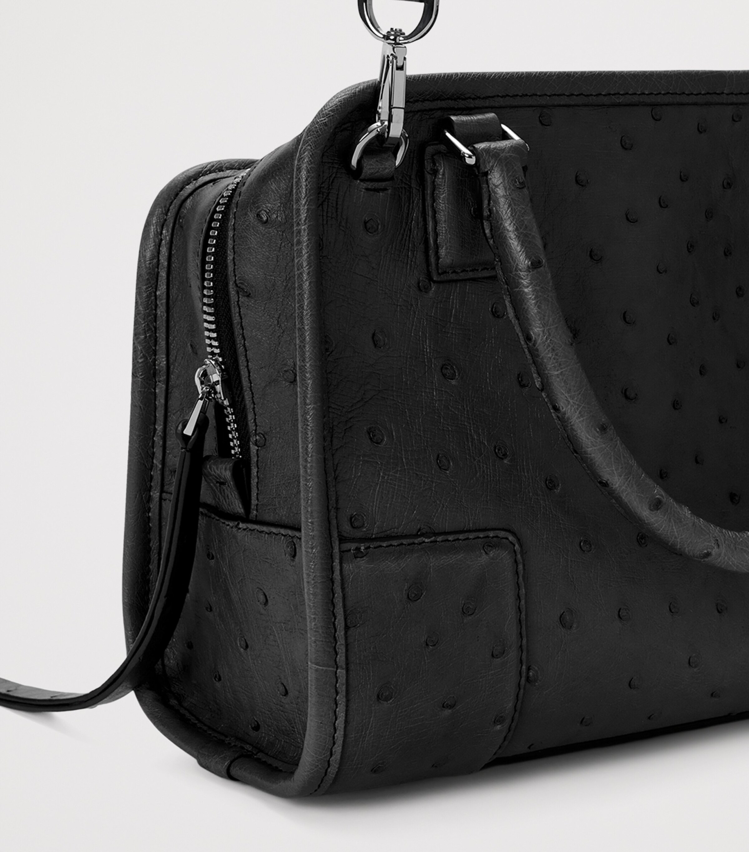 LOEWE Small Ostrich Leather Amazona 180 Top-Handle Bag Black Image 15