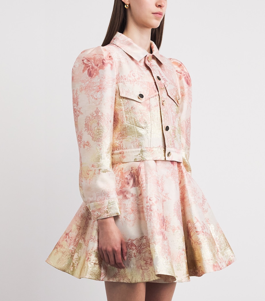 Alice+Olivia Womens Jacquard Lana Cropped Jacket En Rose Toile Image 4