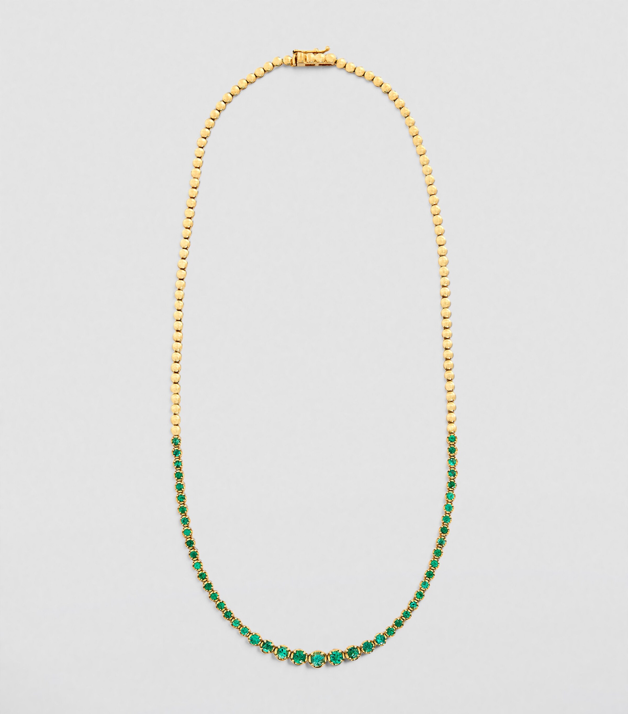 Jennifer Meyer Yellow Gold and Emerald Graduated Tennis Necklace Yellow Gold Image 2