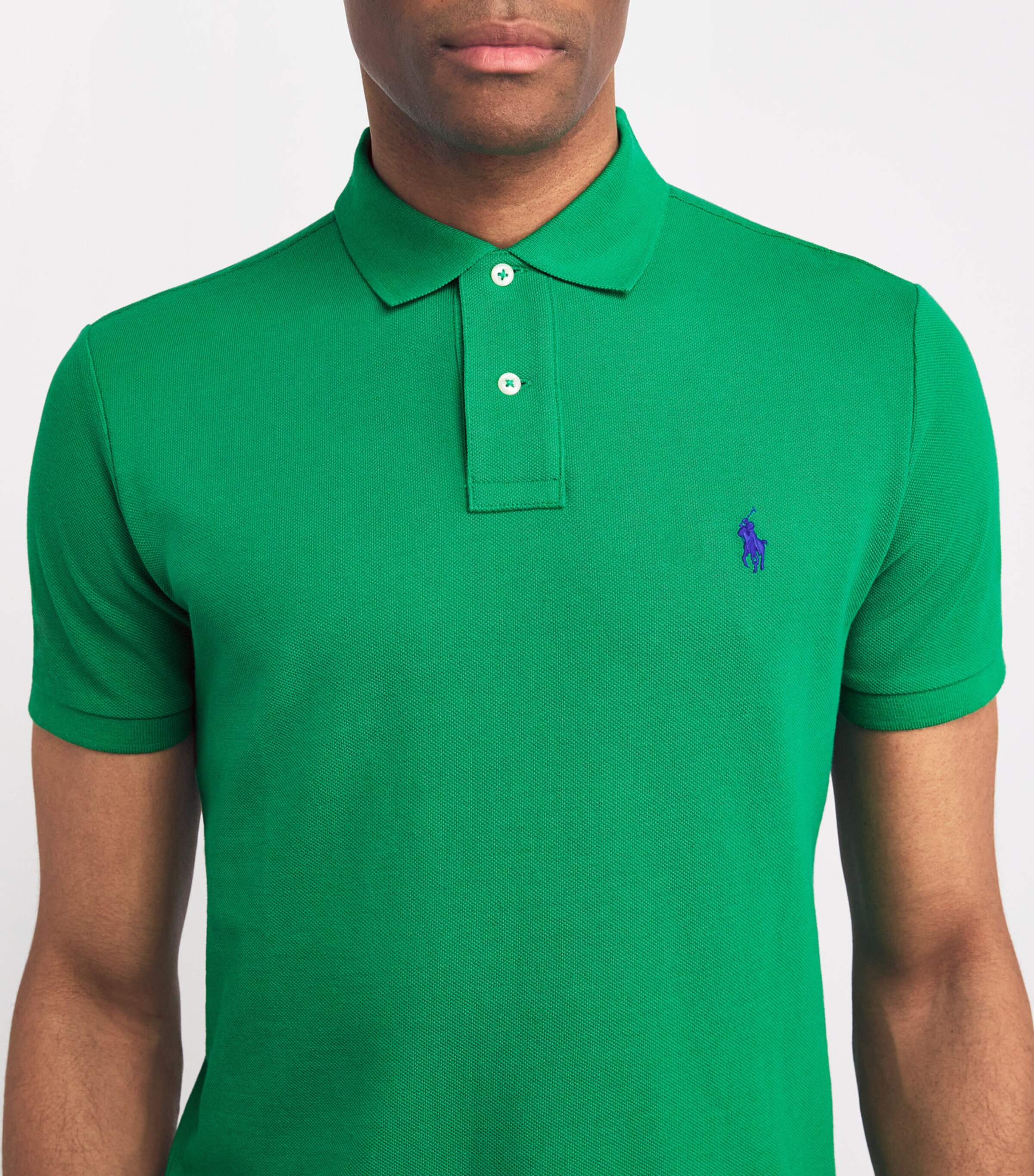 Cotton Mesh Custom-Fit Polo Shirt GREEN Image 11