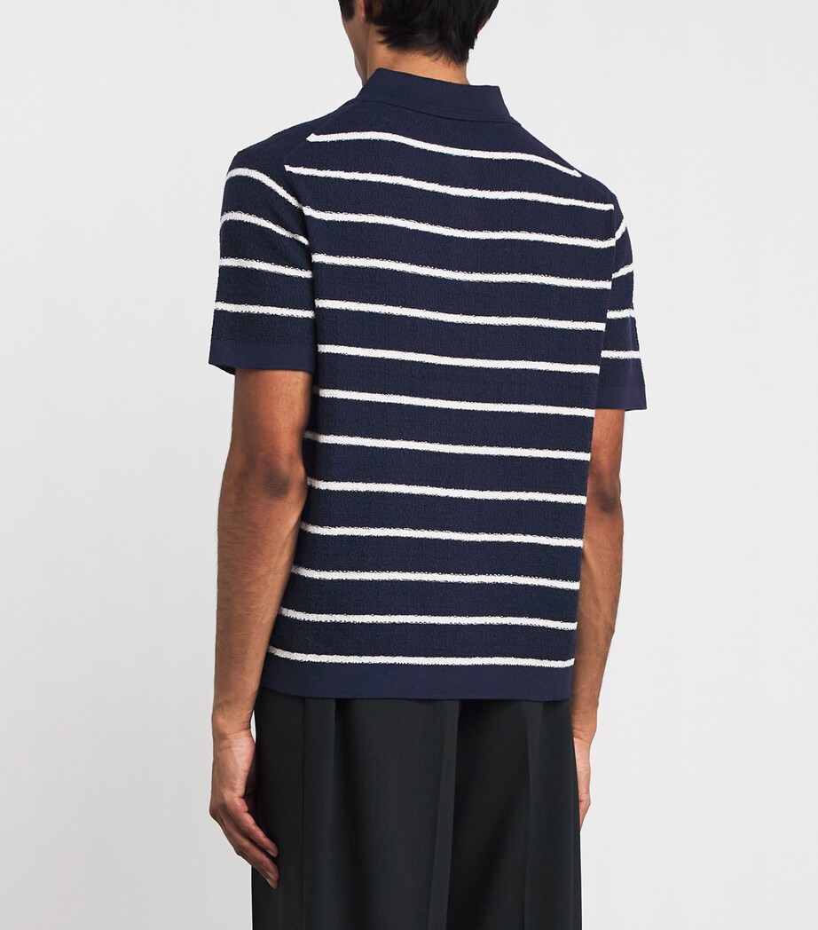 Cotton-Silk Calum Polo Shirt MIDNIGHT STRIPE Image 4
