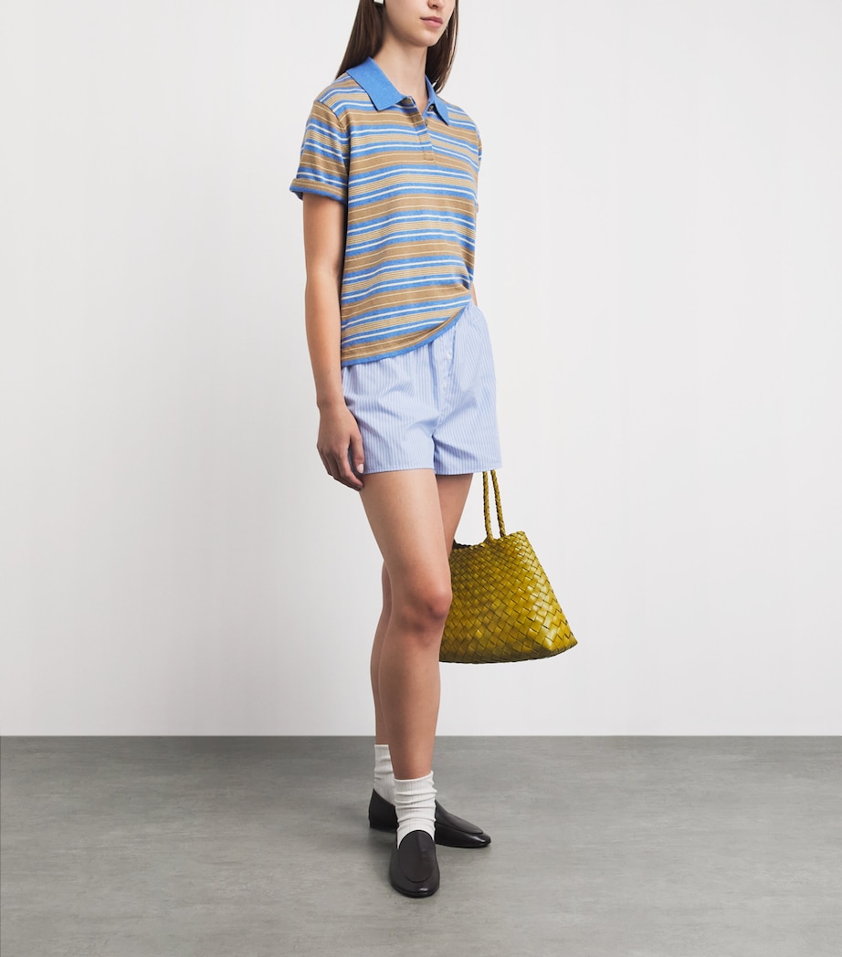 Guest In Residence Womens Cotton-Cashmere Stripe Rugby Shirt Delft Blue Combo Image 2