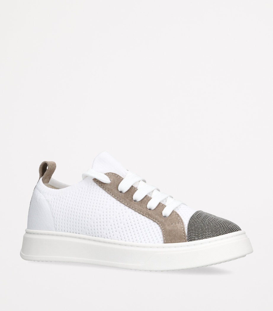 Brunello Cucinelli Kids Lace-Up Monili-Detail Sneakers White/oth Image 3