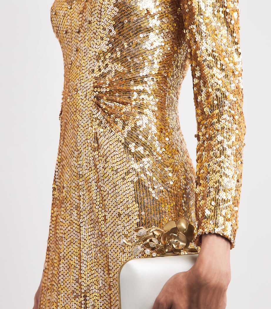 Jenny Packham Womens Sequinned Dulcet Gown Caramel Image 5