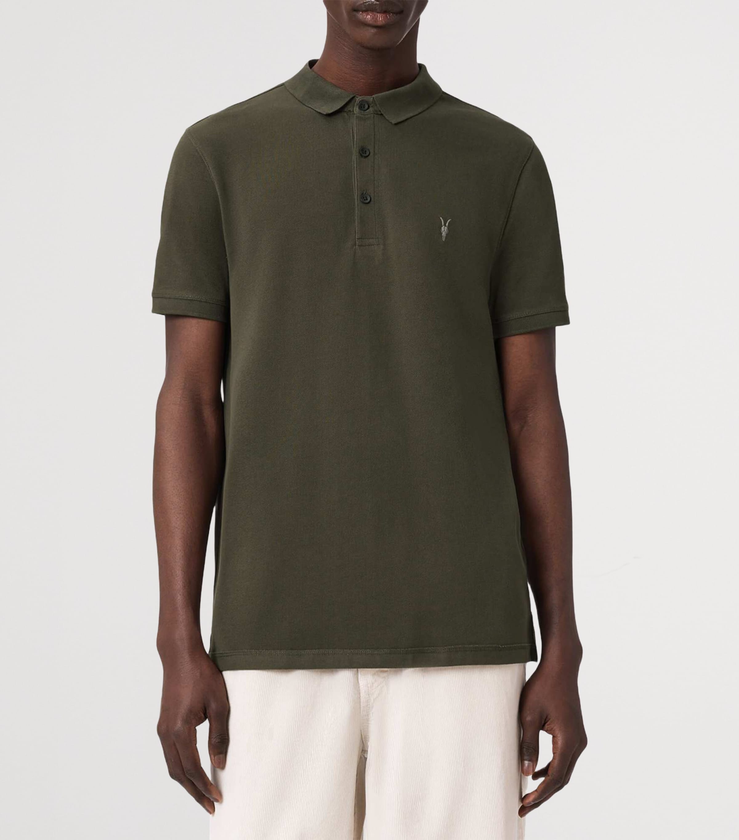 AllSaints Mens Organic Cotton Reform Polo Shirt Mangrove Green Image 3