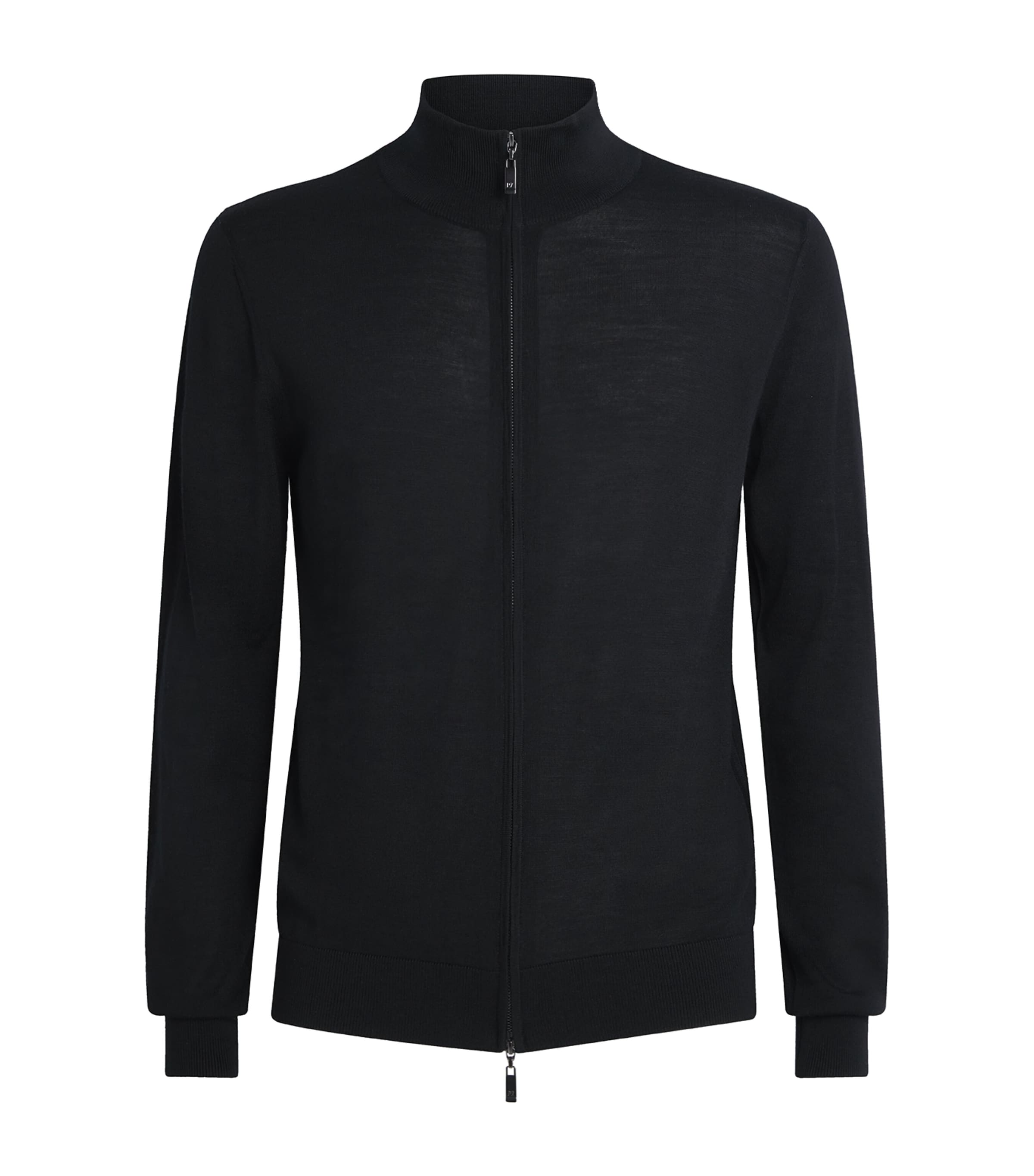 Pal Zileri Wool Zip-up Cardigan In Black