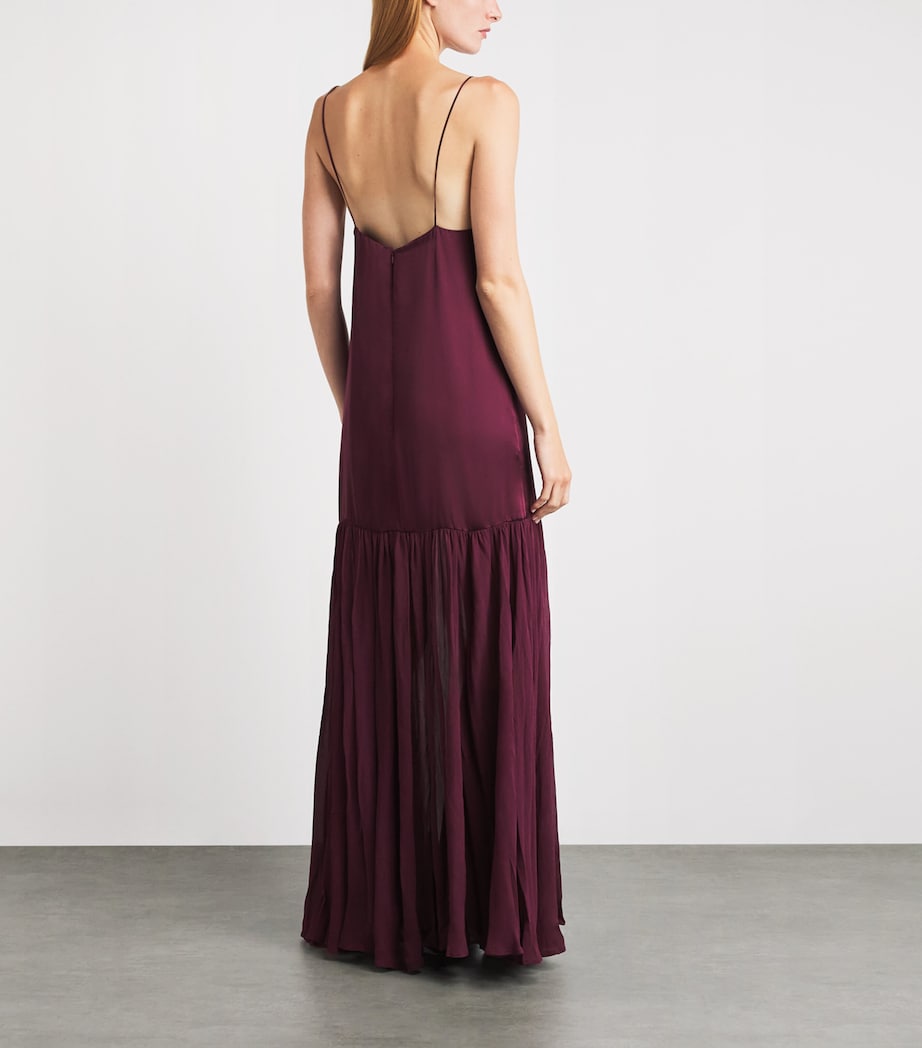 ANINE BING Womens Silk-Blend Clementine Maxi Dress Burgundy Image 4