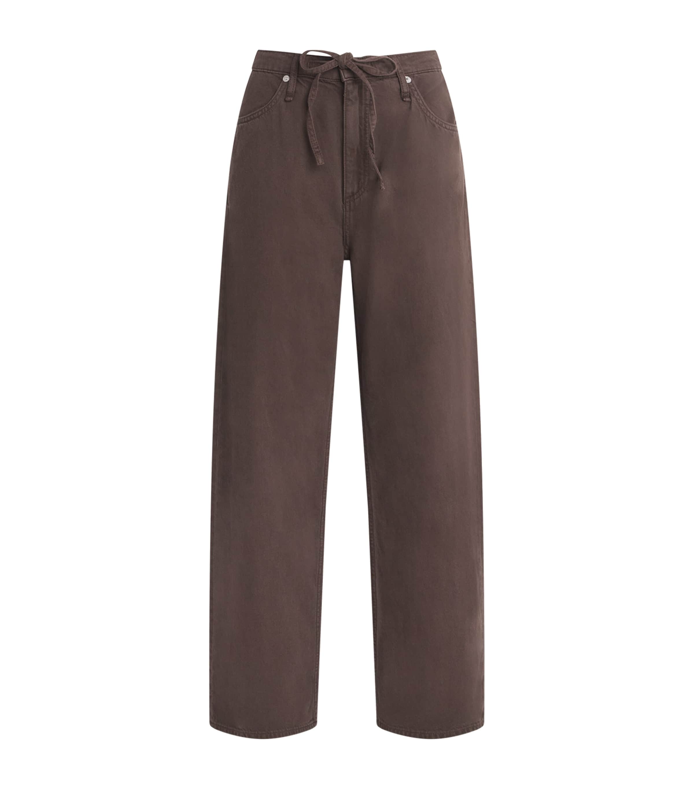 Rag & Bone Womens Drawstring Phoebe Wide-Leg Jeans Dkbrownstn Image 1