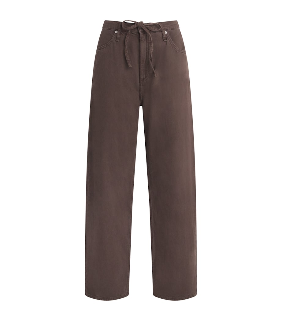 Rag & Bone Womens Drawstring Phoebe Wide-Leg Jeans Dkbrownstn Image 1