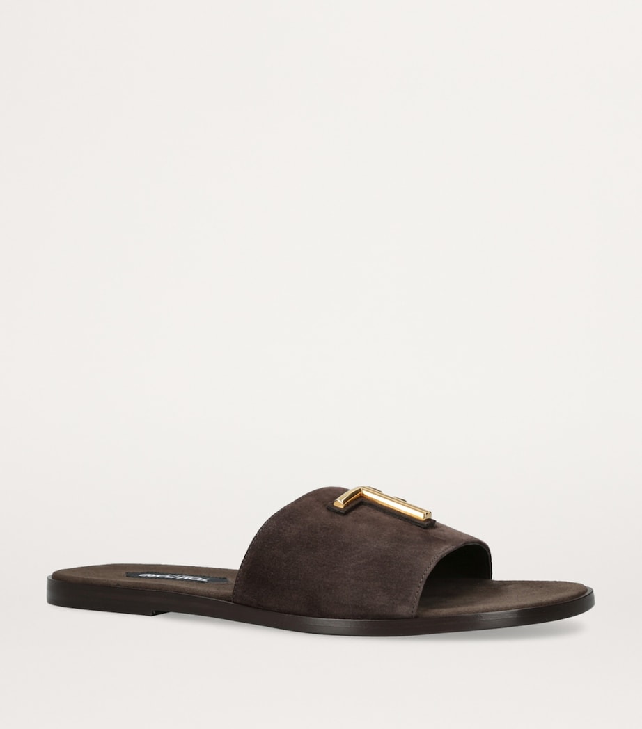 TOM FORD Croc-Embossed Brighton Sandals Brown Image 3