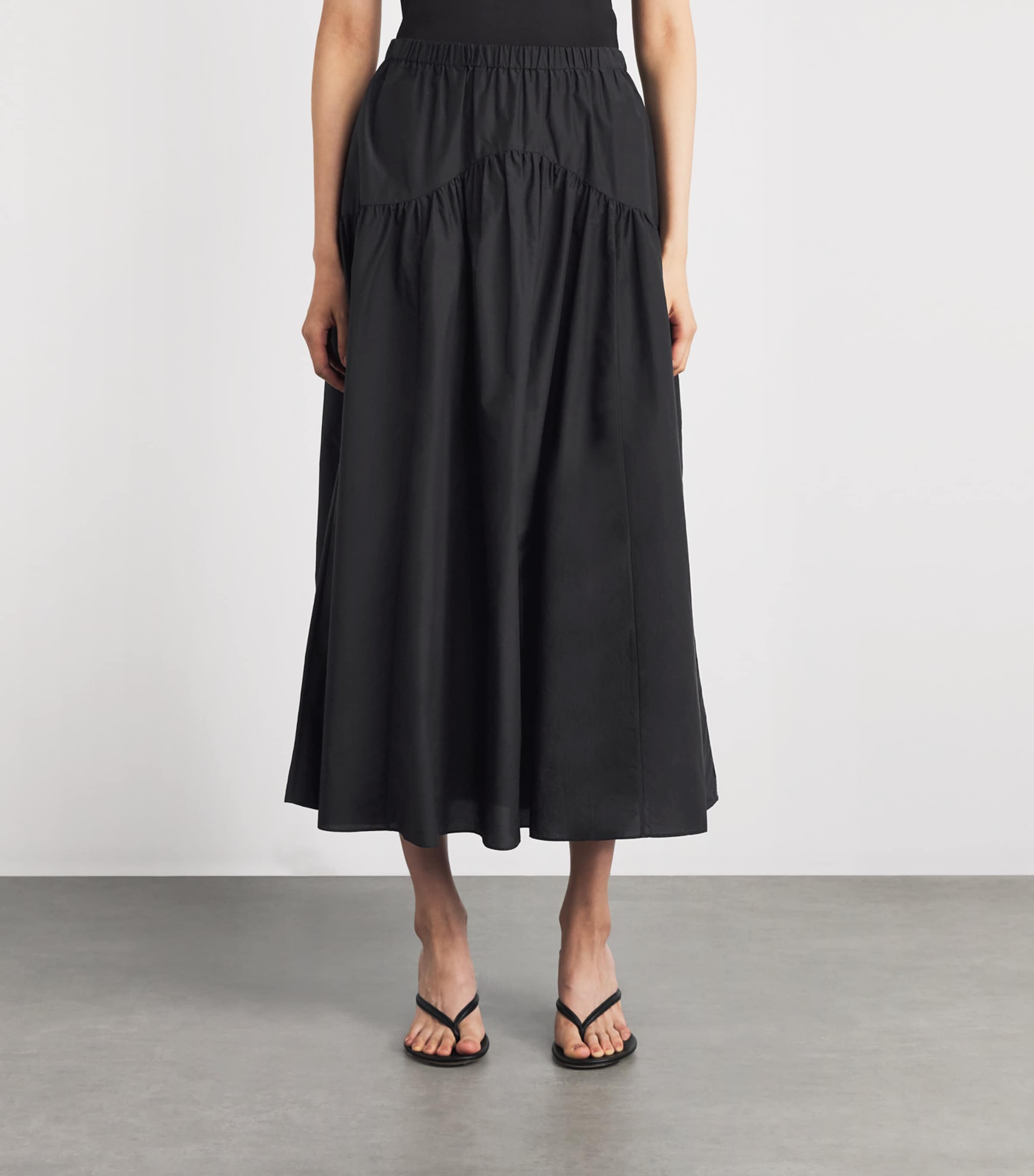 Theory Womens Curved Yoke Midi Skirt Black Image 4