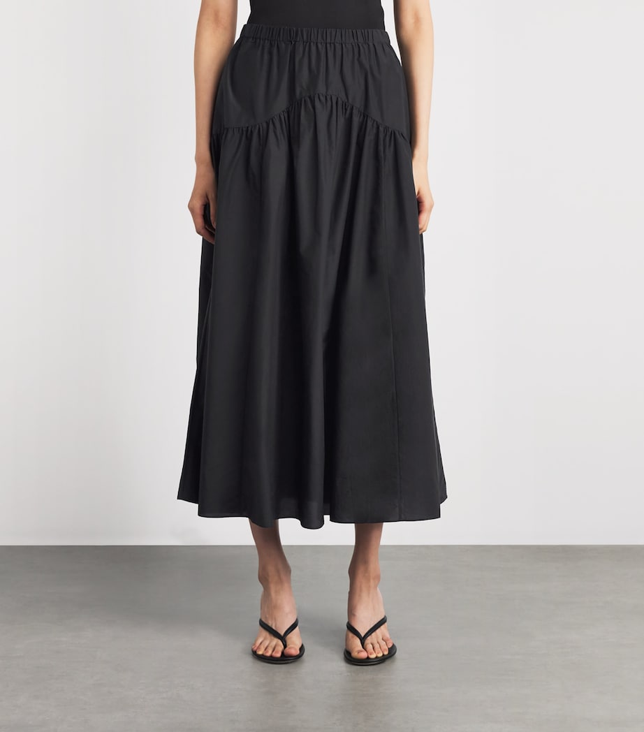 Theory Womens Curved Yoke Midi Skirt Black Image 4
