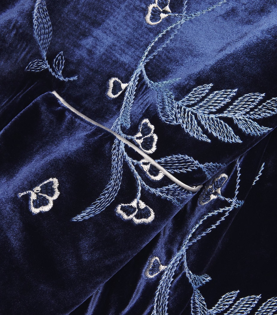 Velvet Embroidered Dahlia Robe ROYAL BLUE/NAVY Image 5