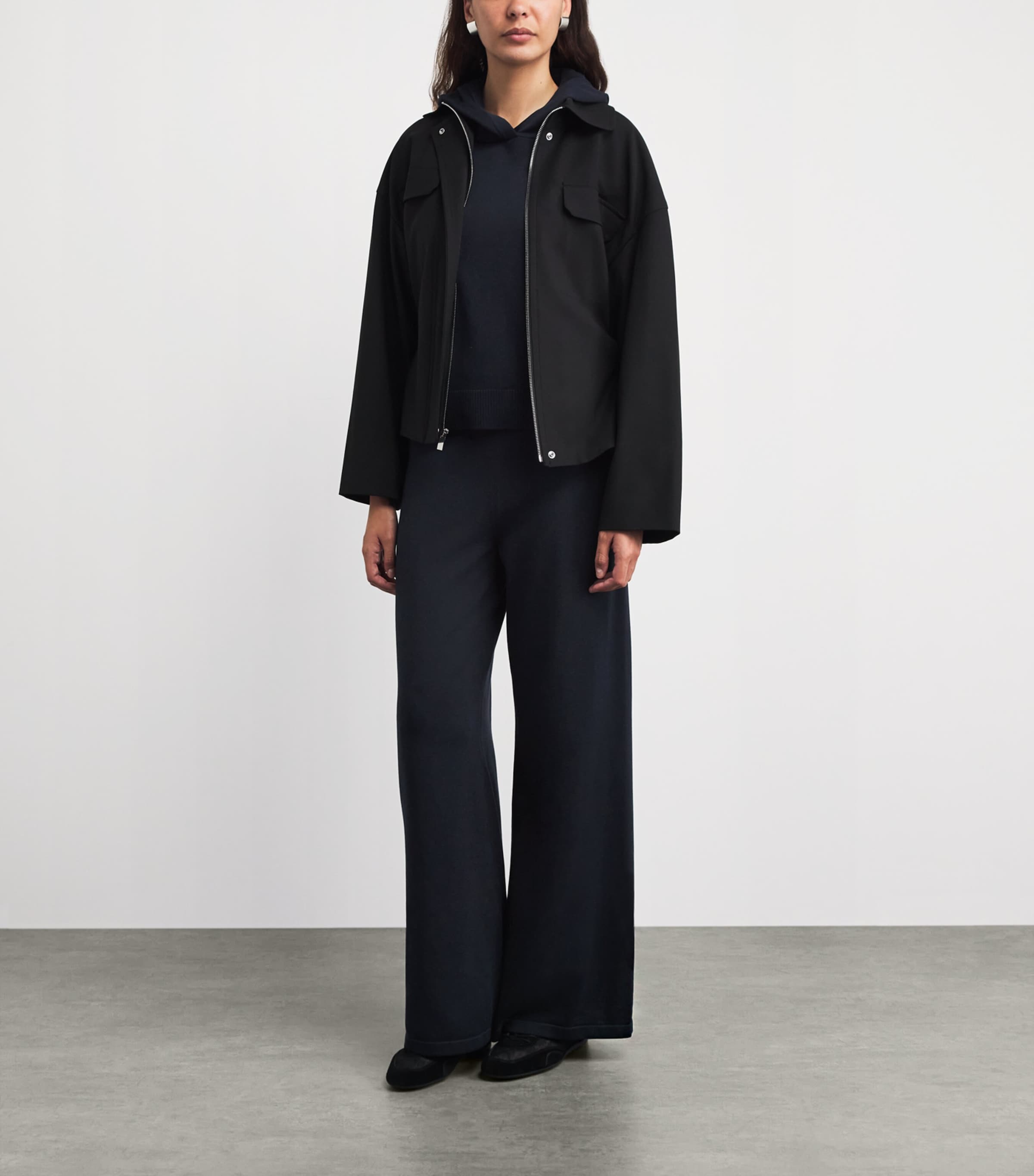 Falke Womens Cotton Hoodie Dark Navy Image 2
