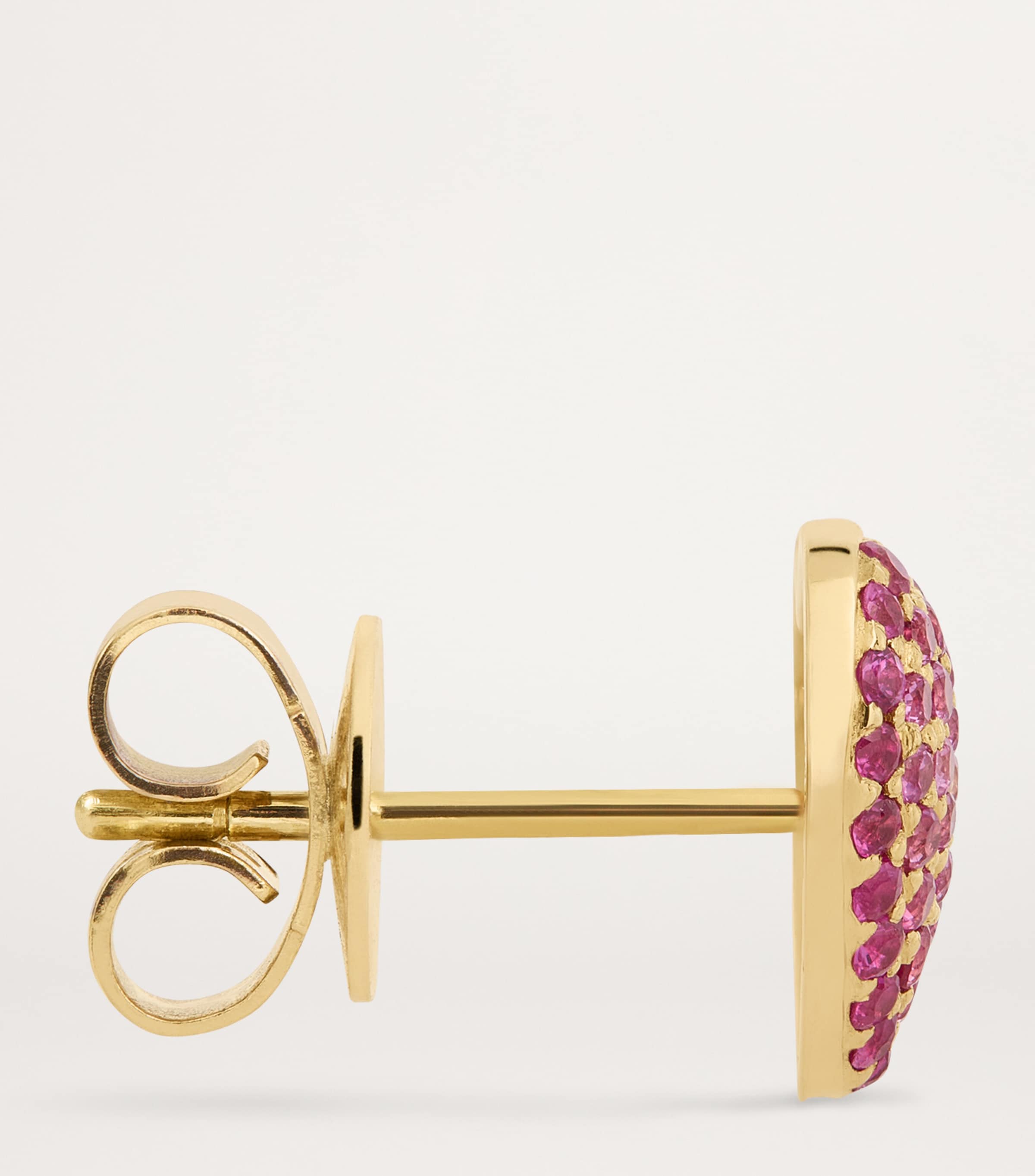 Yellow Gold and Pink Sapphire Heart Lucy Stud Earrings YELLOW GOLD Image 4