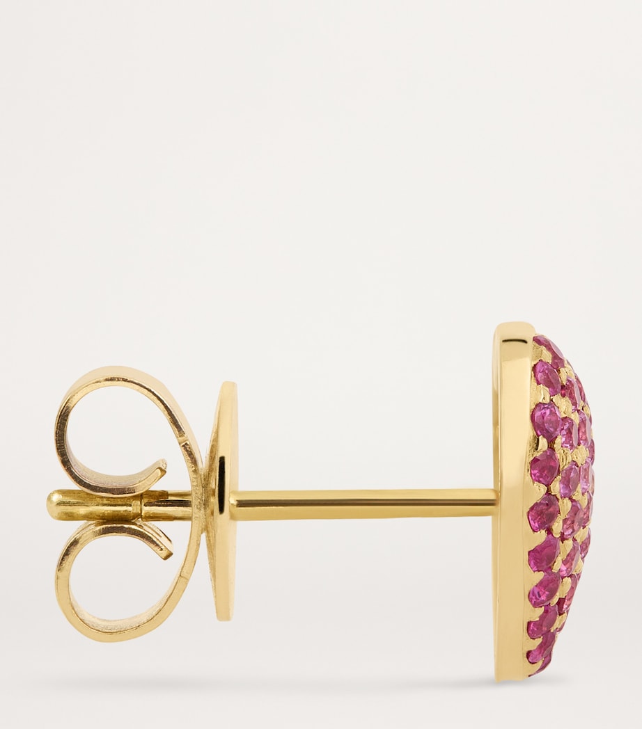 Yellow Gold and Pink Sapphire Heart Lucy Stud Earrings YELLOW GOLD Image 4