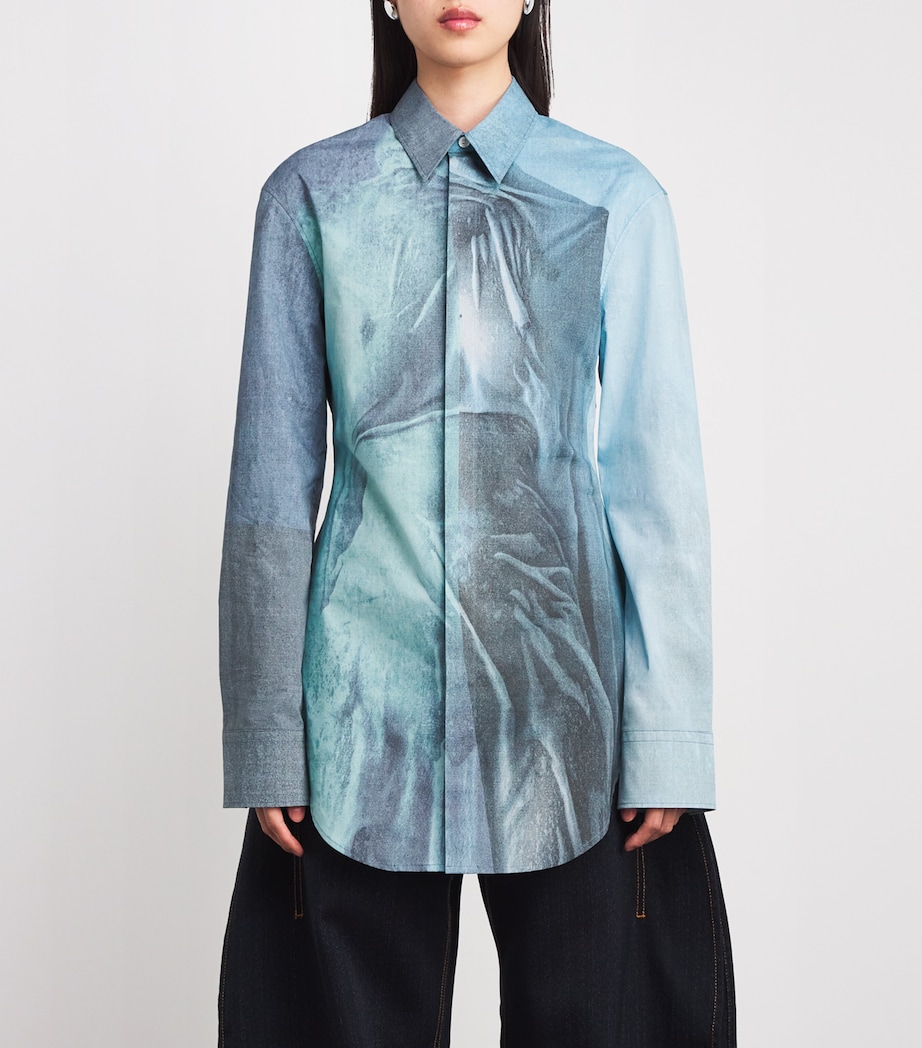 Cotton Water Graphic Shirt 5557-INDIGO/VNTGBLUE Image 3