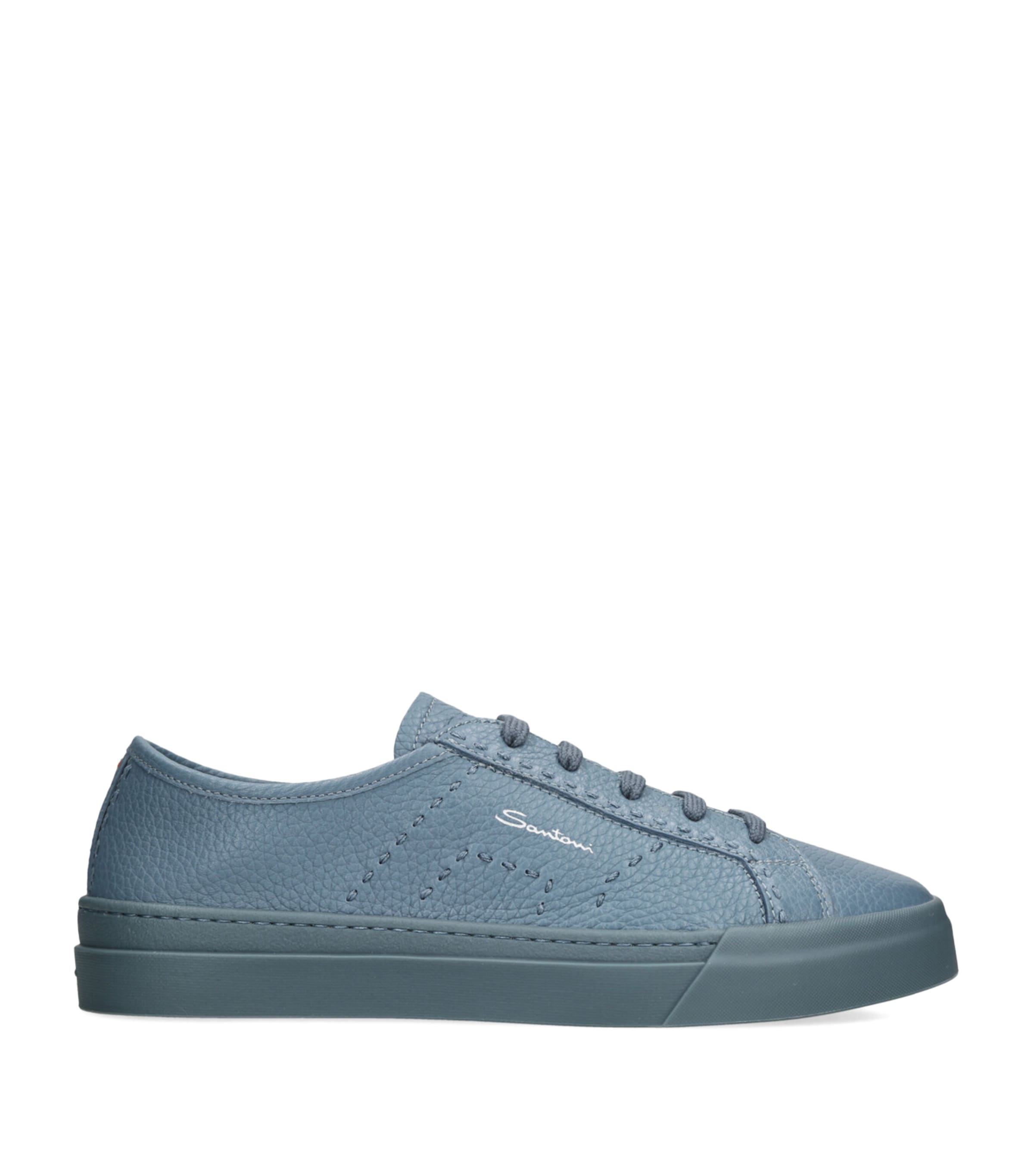 Santoni Leather DBS Sneakers Teal Image 1