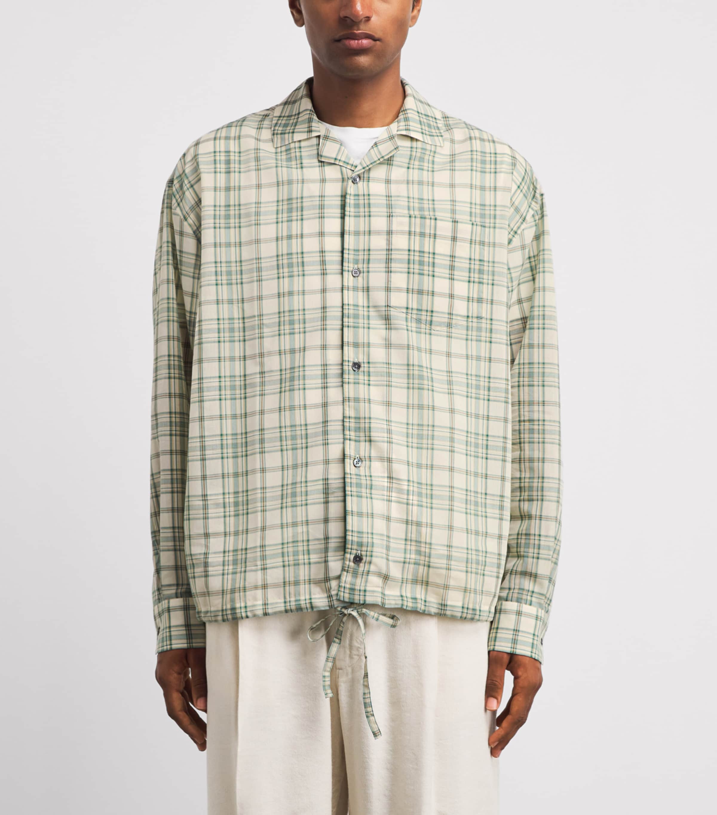 AMI Paris Mens Check Boxy Shirt Vrt Spnblnc Crm Image 4