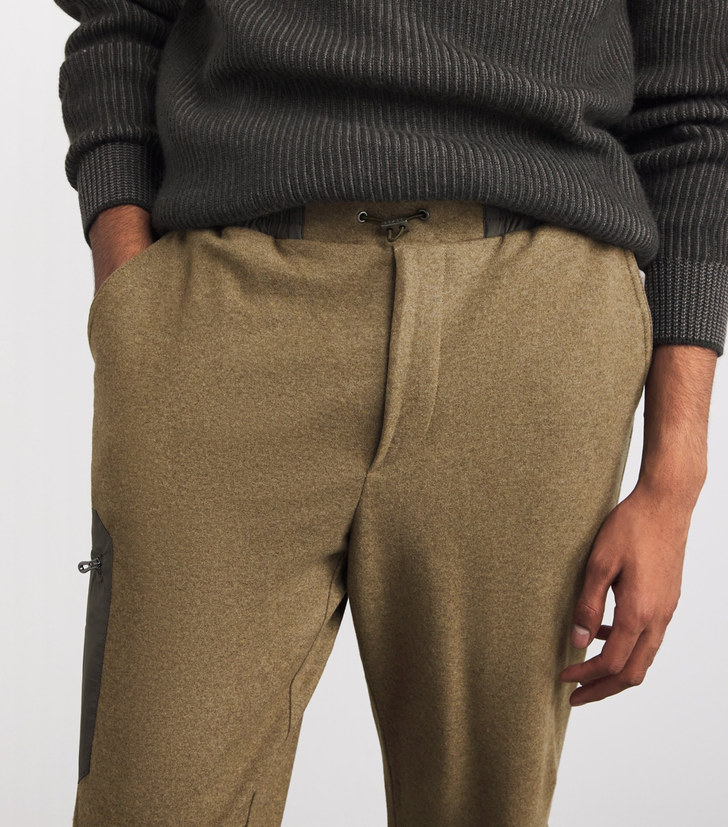 Wool-Cashmere Jersey Trousers BRONZE OLIVE Y51 Image 6