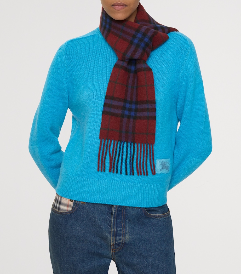 Cashmere Narrow Check Scarf SASH RED Image 7